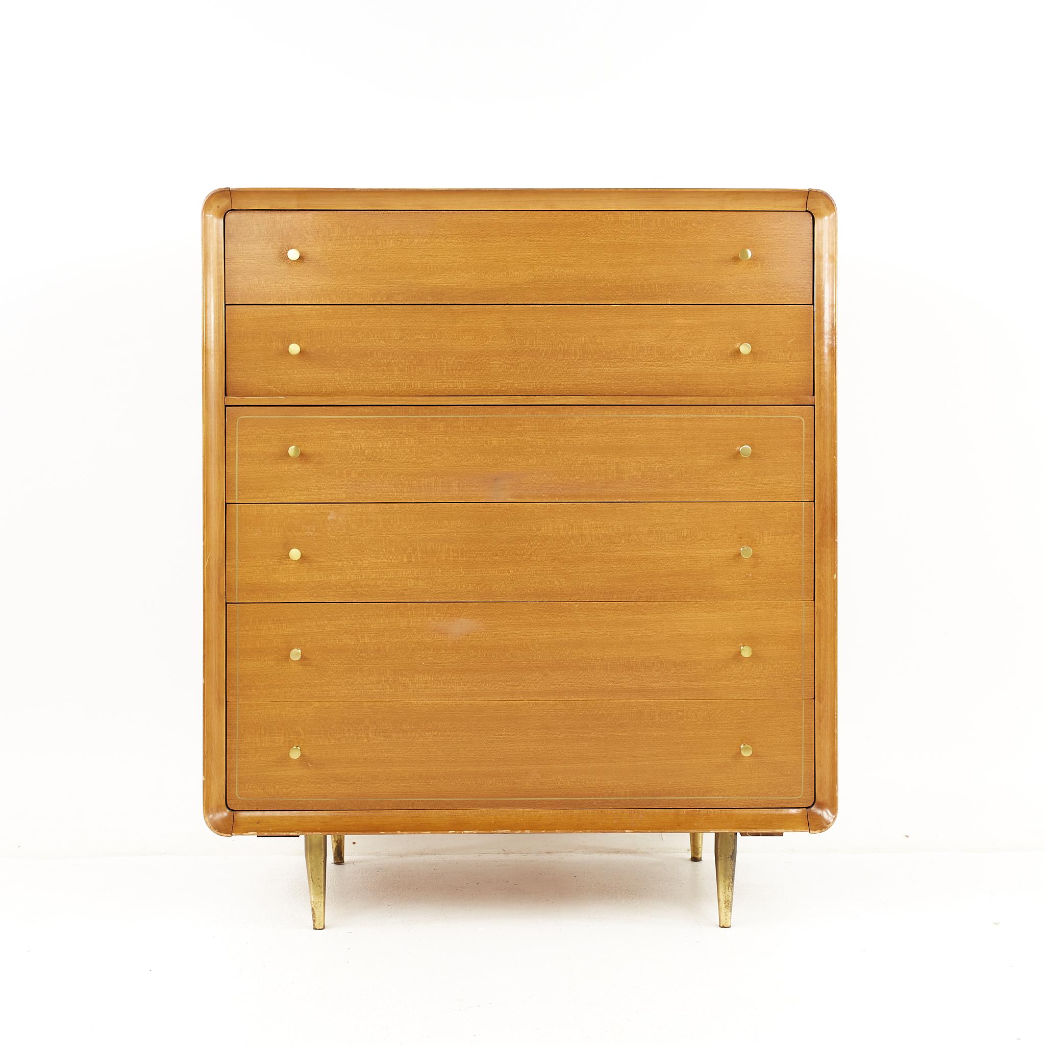 Cavalier mid century walnut and brass 6 drawer highboy dresser

The dresser measures: 38 wide x 20 deep x 45 inches high

All pieces of furniture can be had in what we call restored vintage condition. That means the piece is restored upon
