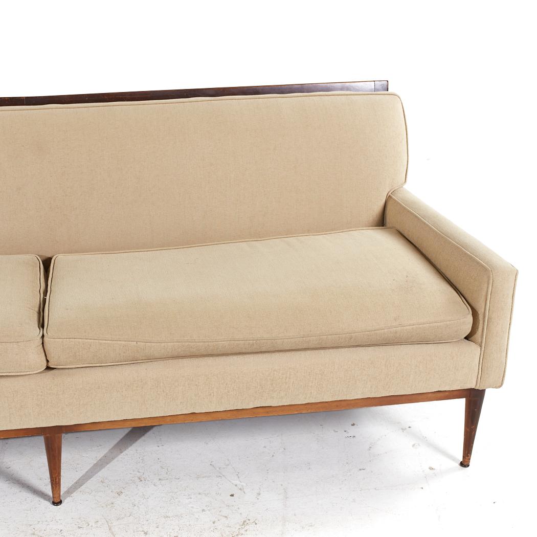 Paul McCobb Style Mid Century Walnut Sofa For Sale 1