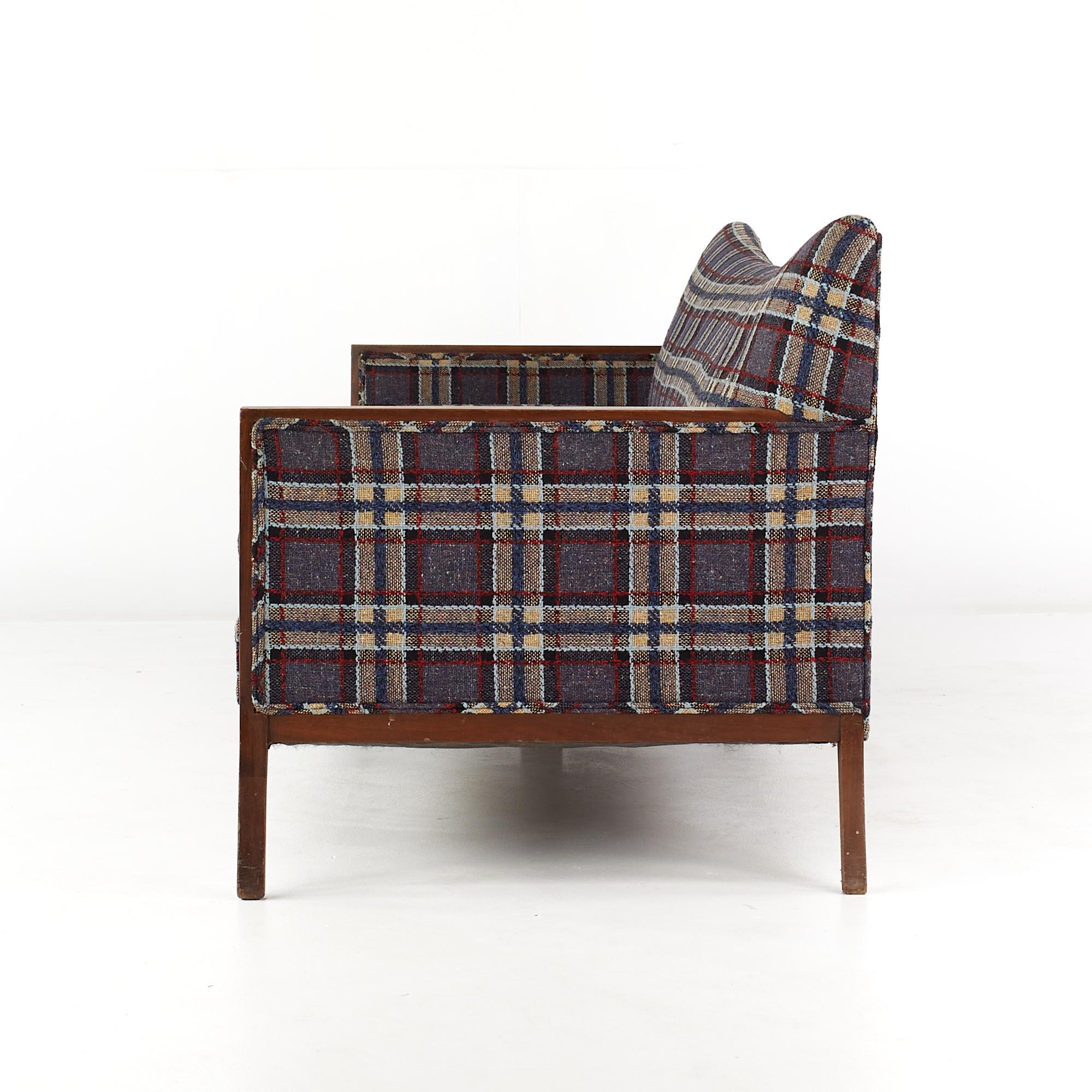 Paul McCobb Style Mid-Century Walnut Sofa For Sale 2