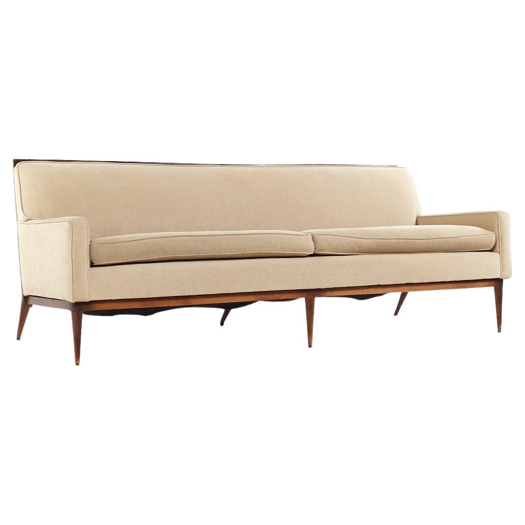 Paul McCobb Style Mid Century Walnut Sofa For Sale
