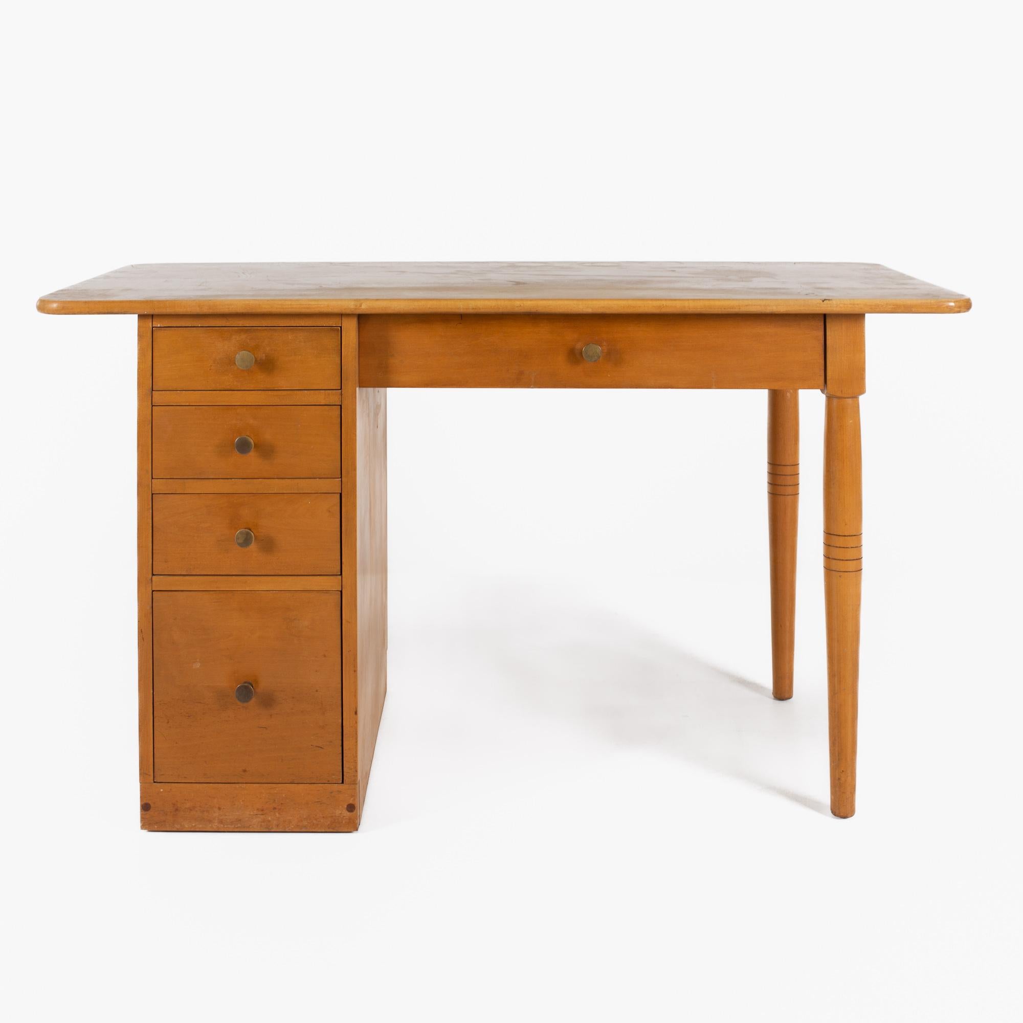 Paul McCobb style mid century whitney birch desk

The desk measures: 52 wide x 25 deep x 30 high, with a chair clearance of 24 inches

All pieces of furniture can be had in what we call restored vintage condition. That means the piece is