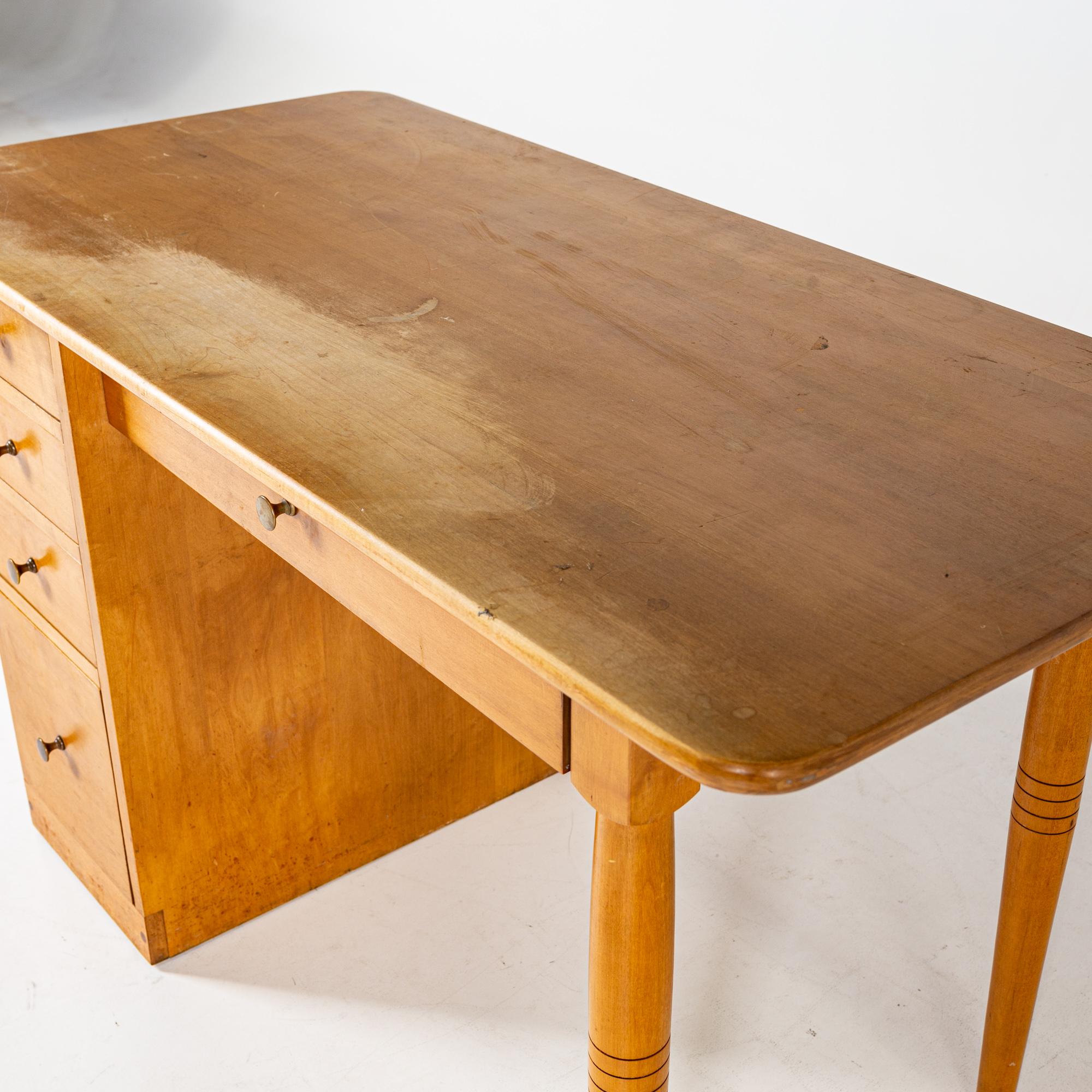 Late 20th Century Paul McCobb Style Mid Century Whitney Birch Desk For Sale