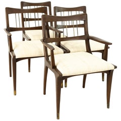 Paul McCobb Style Midcentury Dark Walnut Dining Chairs, Set of 4