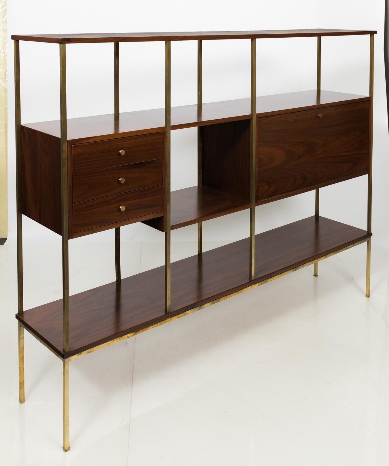 20th Century Paul McCobb Style Midcentury Wall Unit with Bar, circa 1960s
