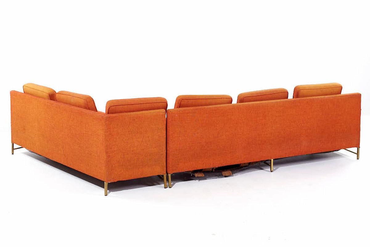 Paul McCobb Style Rowe Mid Century Brass Sectional Sofa For Sale 2