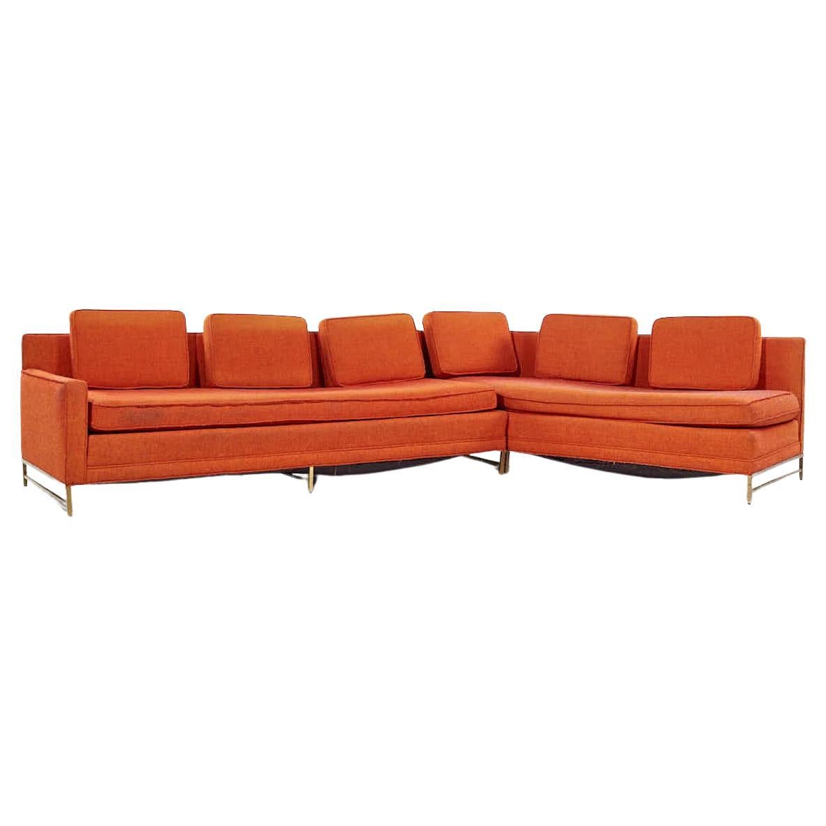 Paul McCobb Style Rowe Mid Century Brass Sectional Sofa im Angebot