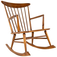 Paul McCobb Style Tell City Chair Company Chaise berçante du milieu du siècle