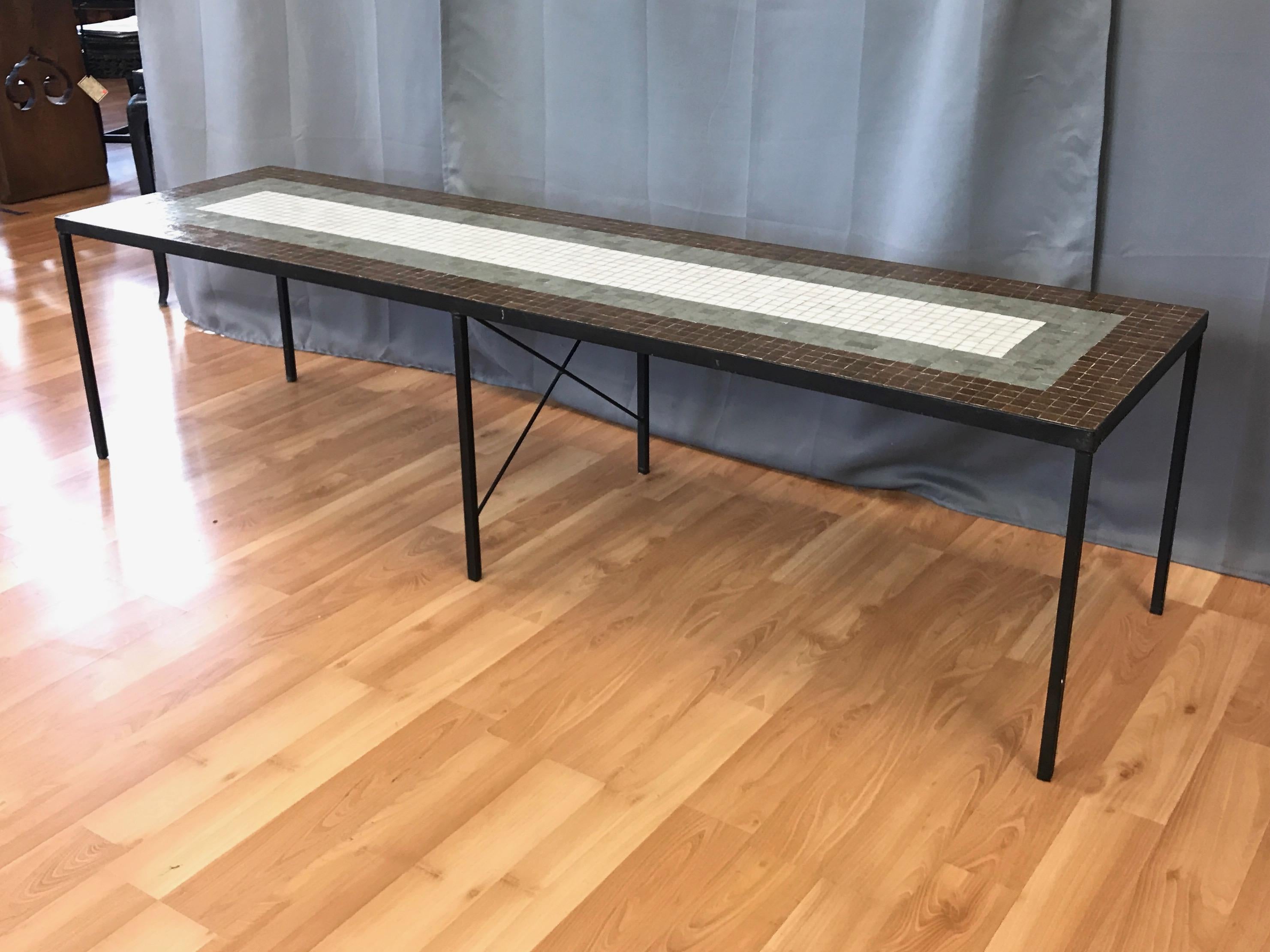 Cast Paul McCobb-Style Tile Top Extra-Long Coffee Table or Bench, 1960s