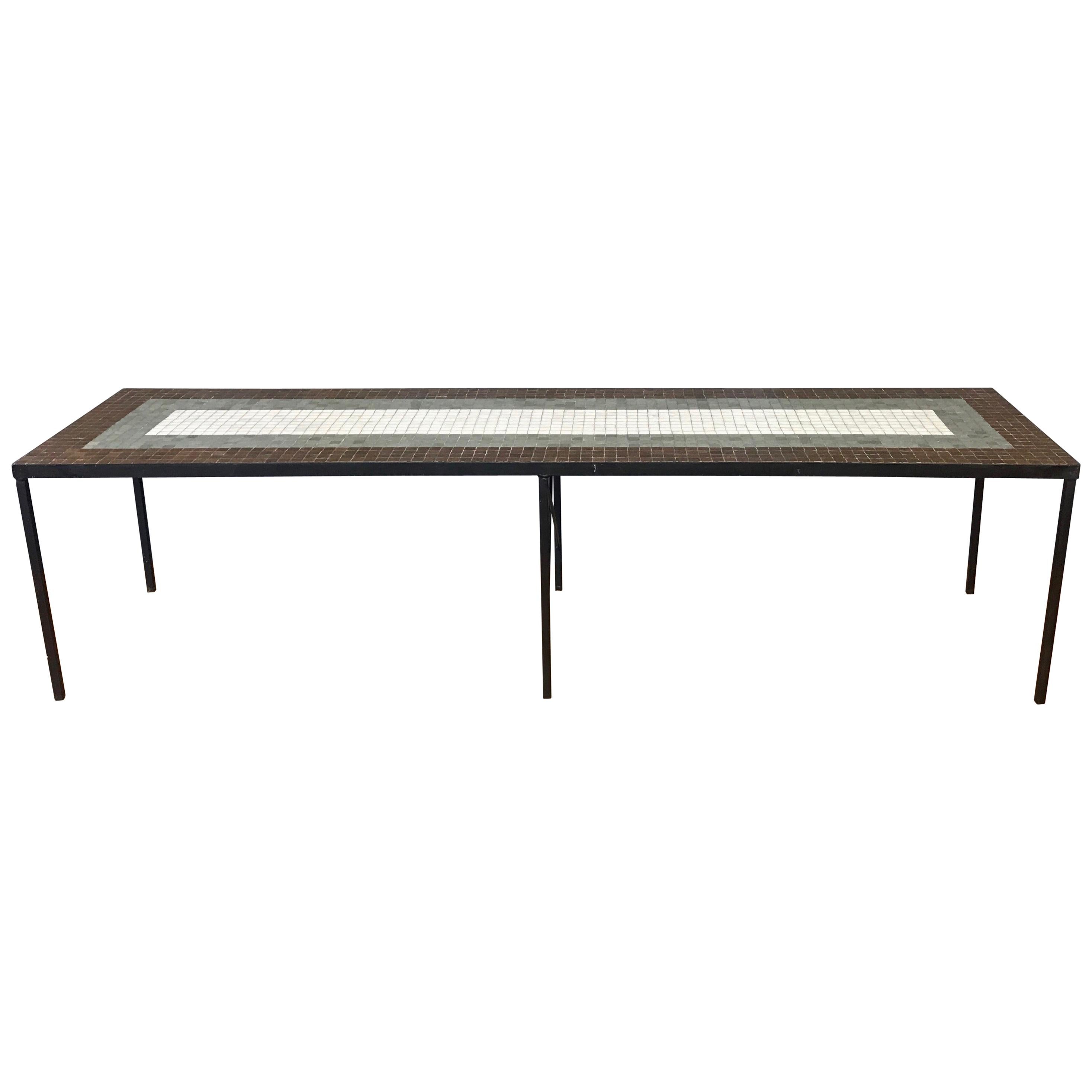 Paul McCobb-Style Tile Top Extra-Long Coffee Table or Bench, 1960s