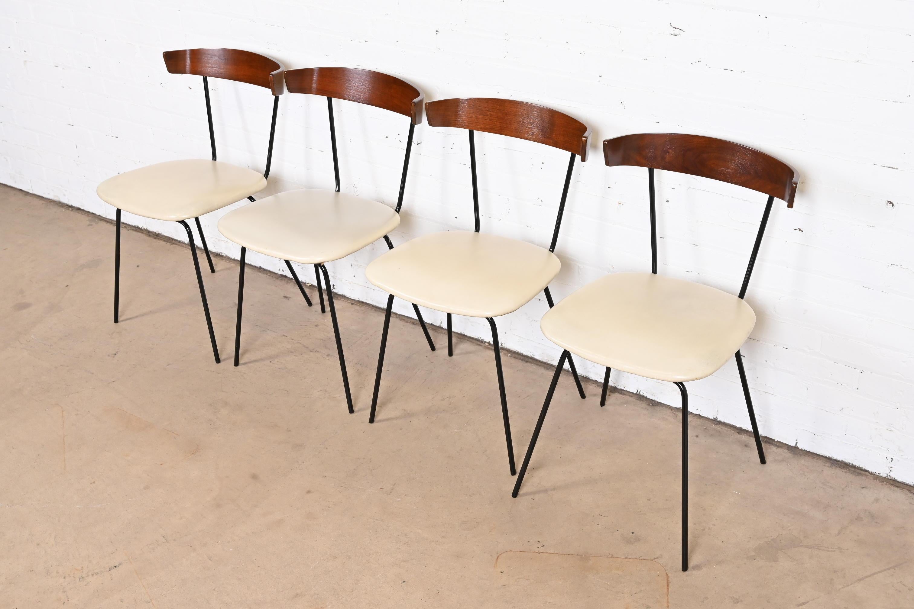 Mid-Century Modern Paul McCobb Style Walnut and Iron Dining Chairs by Clifford Pascoe, Restored