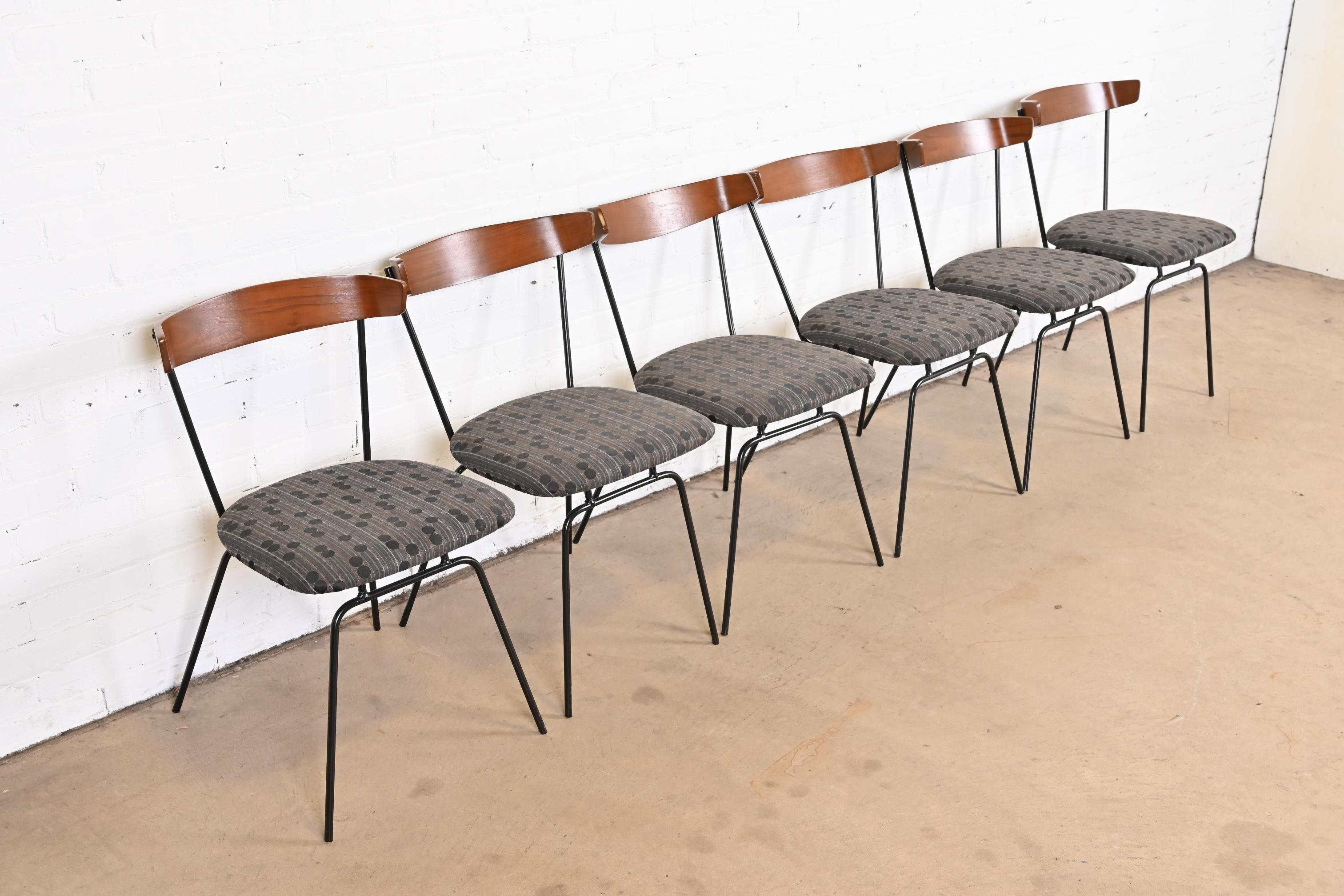 Mid-20th Century Paul McCobb Style Walnut and Iron Dining Chairs by Clifford Pascoe, Restored