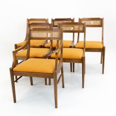 Paul McCobb Style Walnut & Cane Dining Chairs, Set of 6