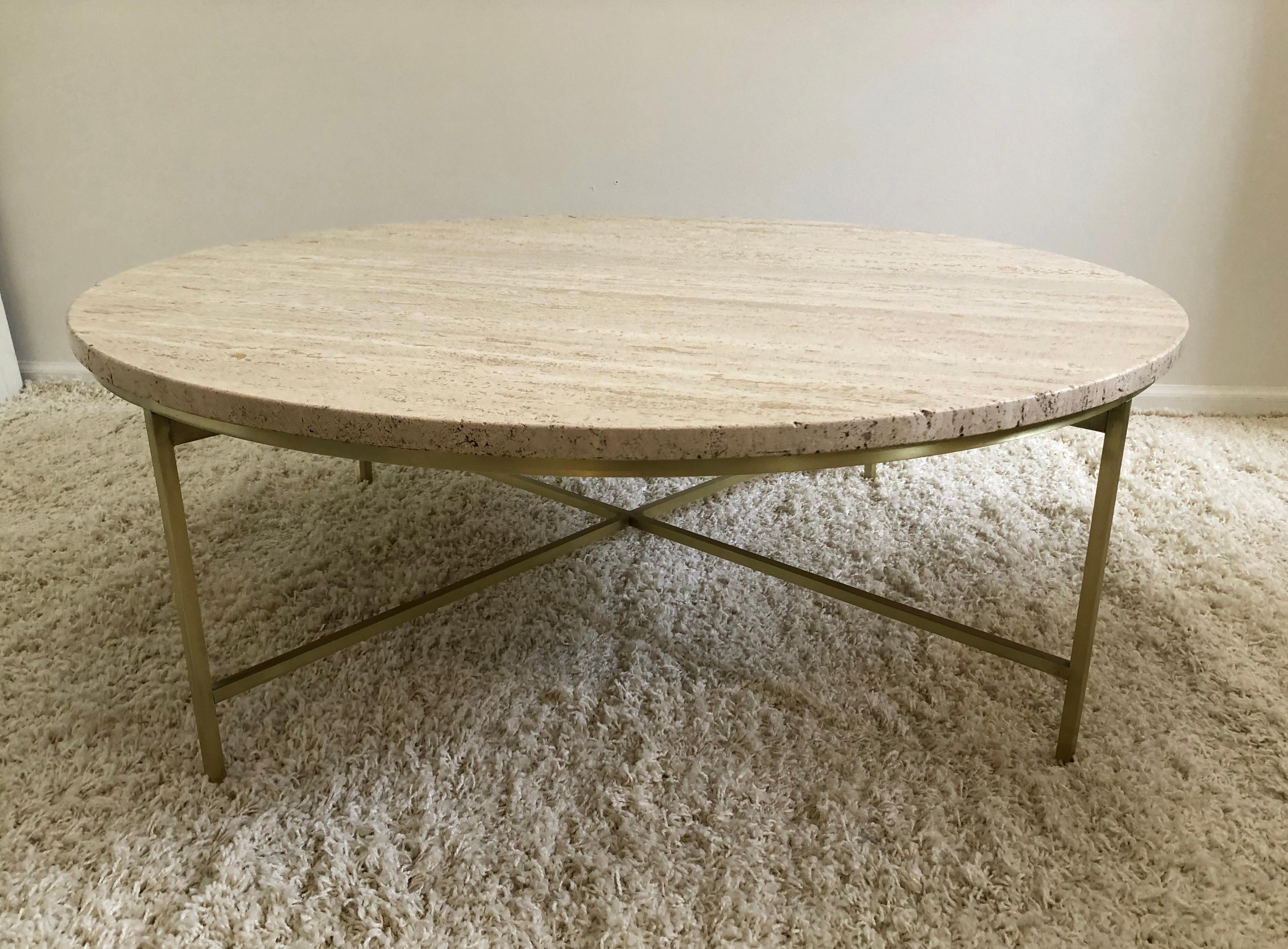 Brushed Paul McCobb Terrazzo Marble Top Brass Cocktail/ Coffee Table