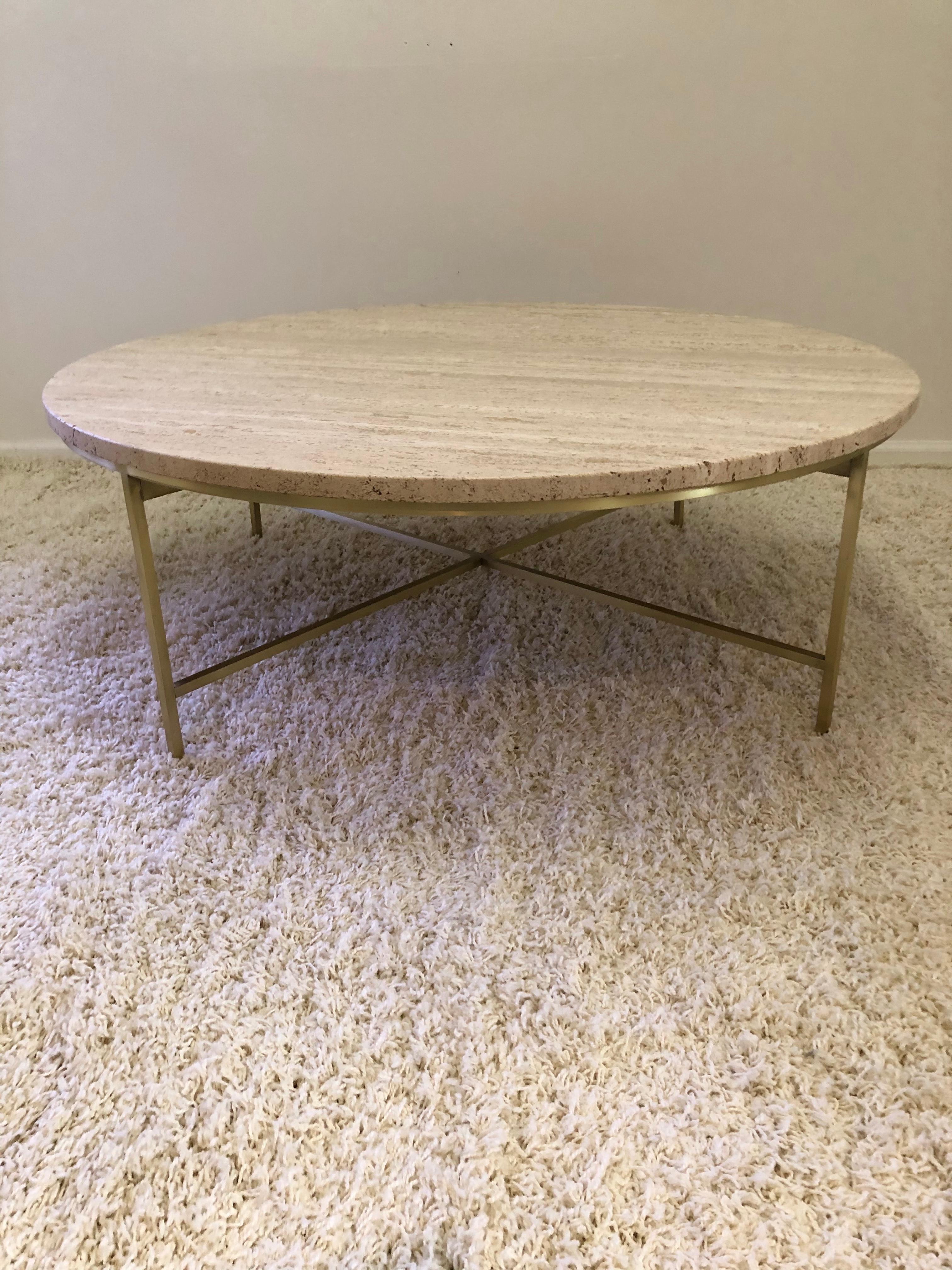 Paul McCobb Terrazzo Marble Top Brass Cocktail/ Coffee Table In Good Condition In Westport, CT