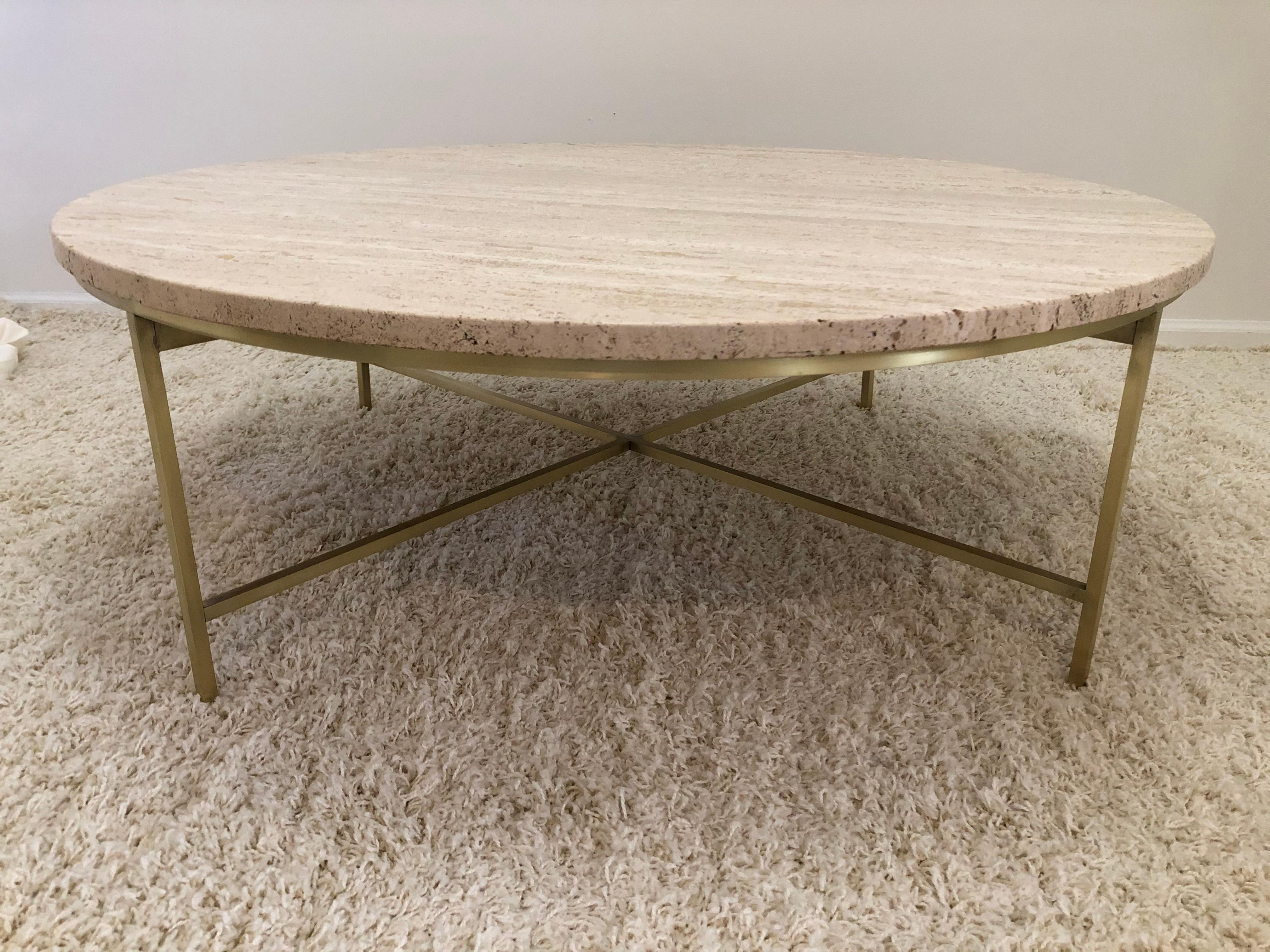 20th Century Paul McCobb Terrazzo Marble Top Brass Cocktail/ Coffee Table