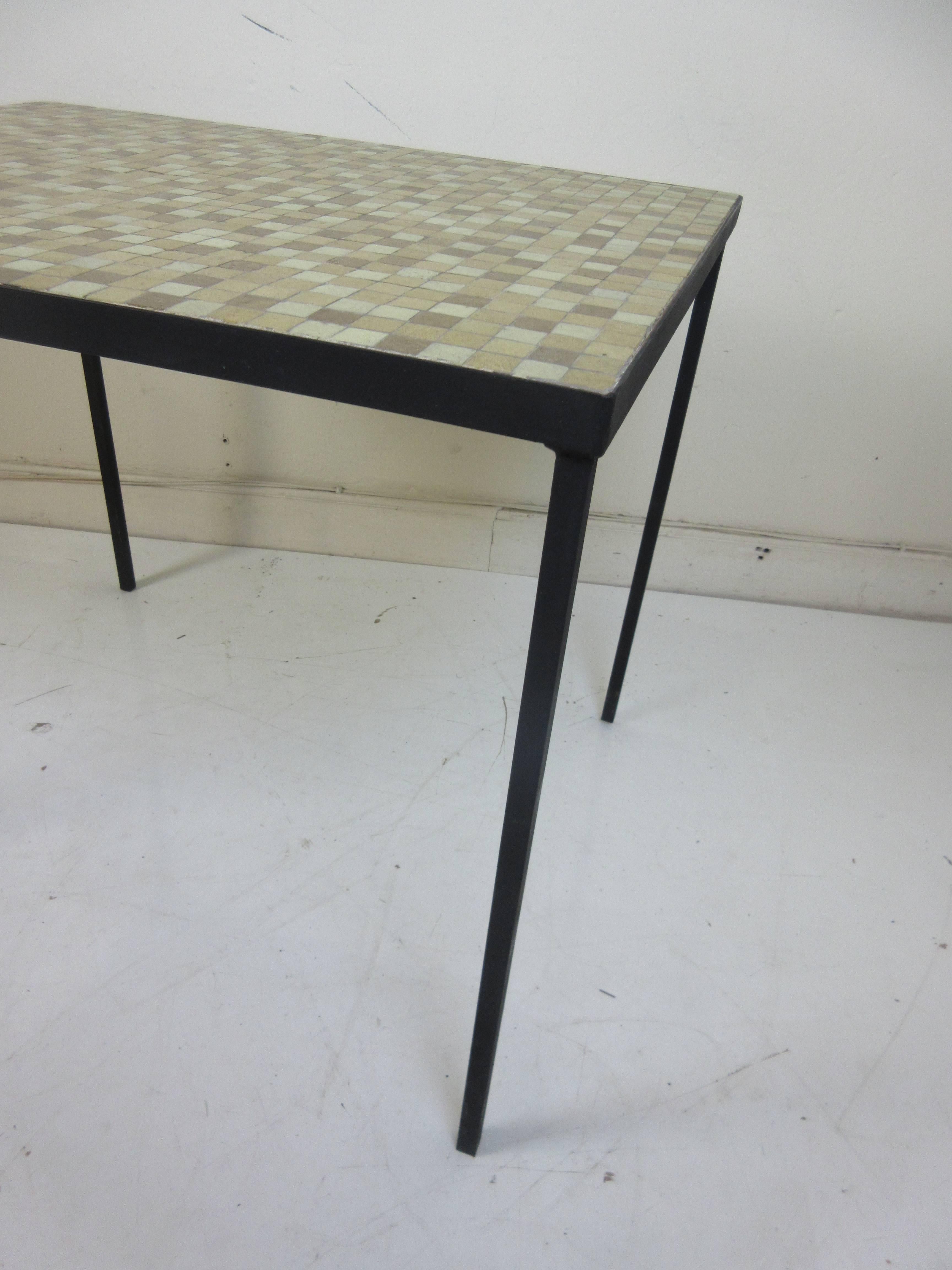 American Paul McCobb Tile-Top Wrought Iron Table