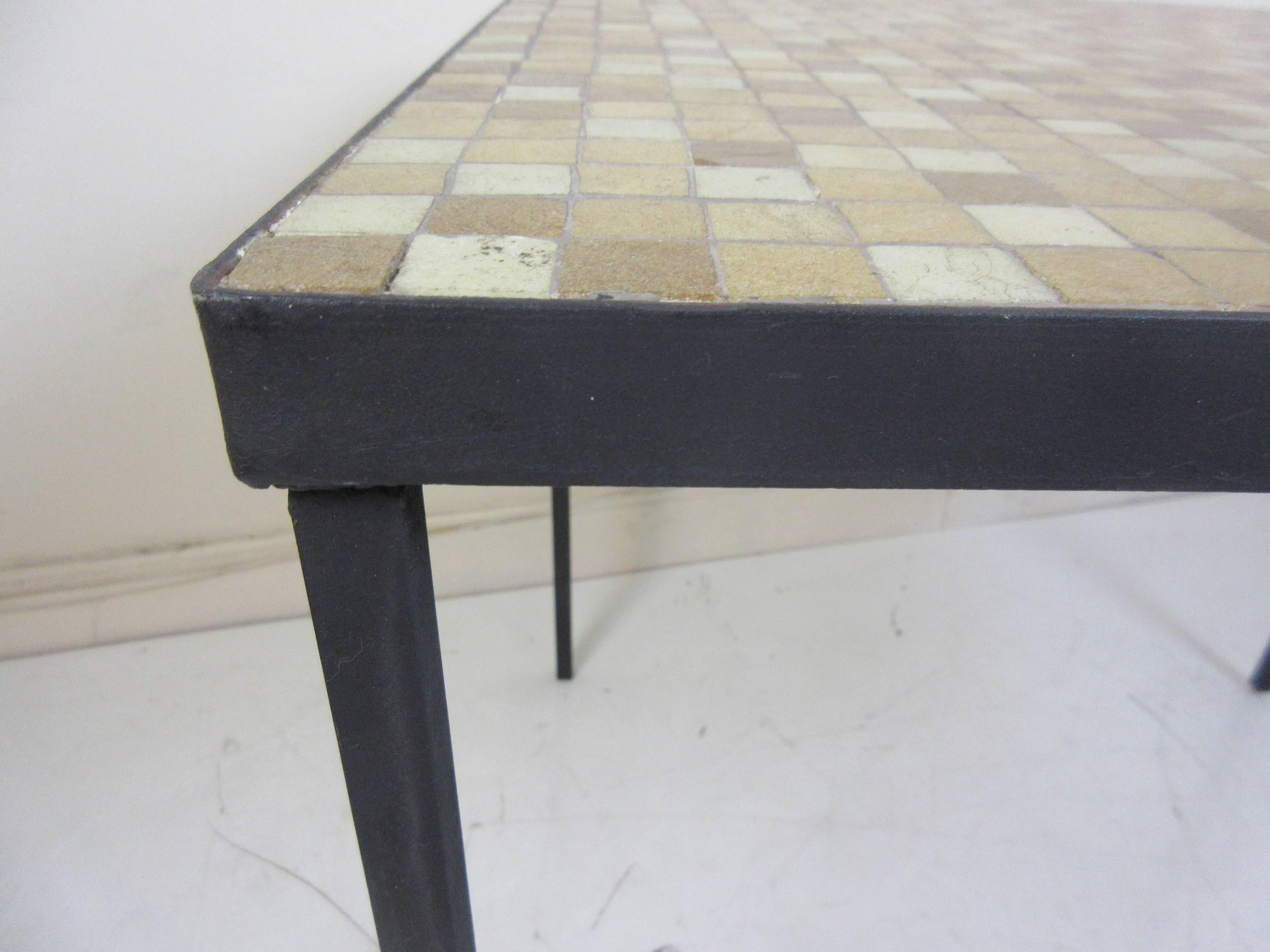 Paul McCobb Tile-Top Wrought Iron Table In Excellent Condition In Philadelphia, PA