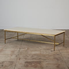 Paul McCobb Travertine and Brass Coffee Table