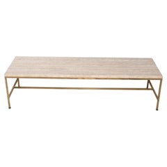 Paul McCobb Travertine and Brass Coffee Table Mid Century Modern circa 1950s