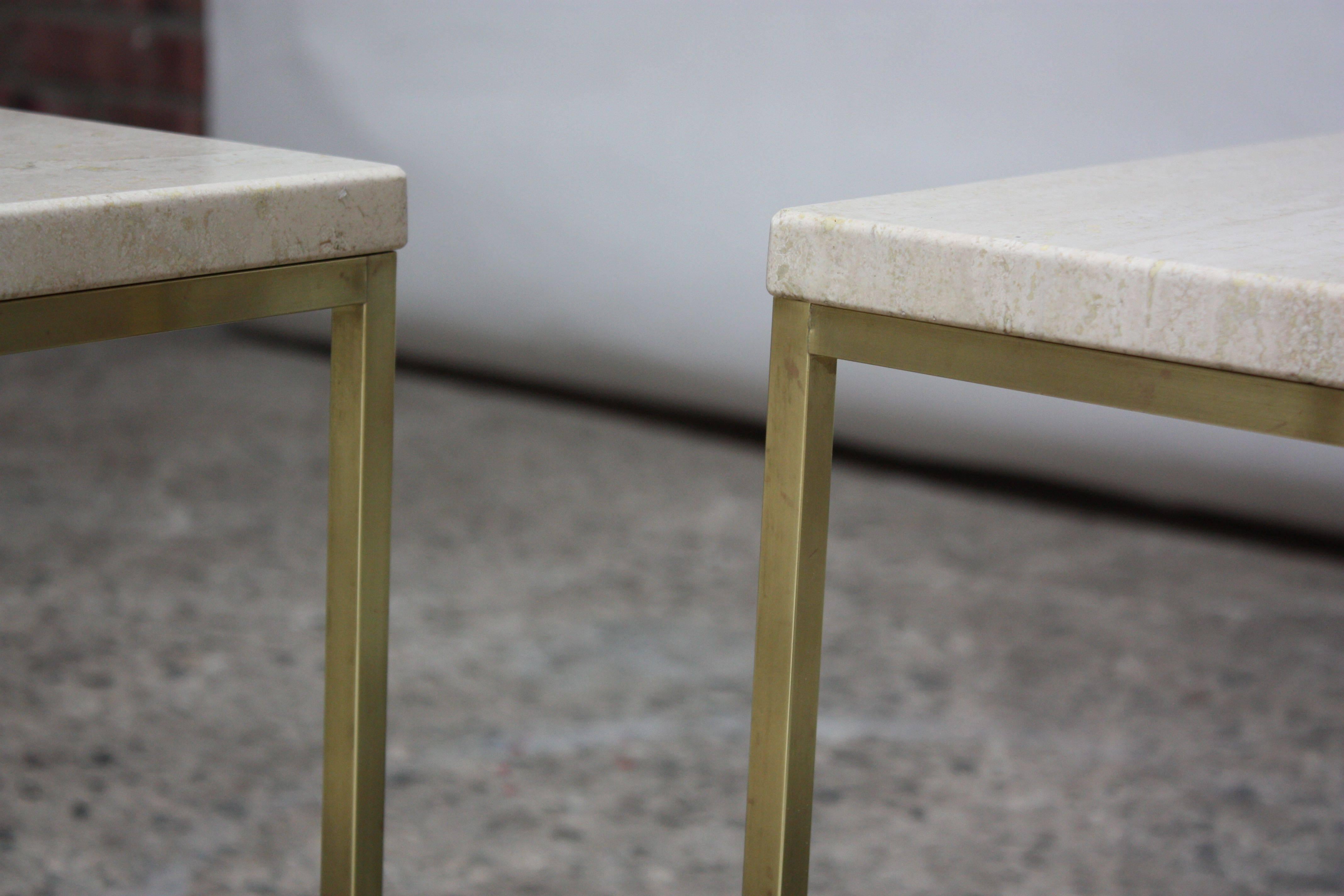 Paul McCobb Travertine and Brass Occasional Tables 9