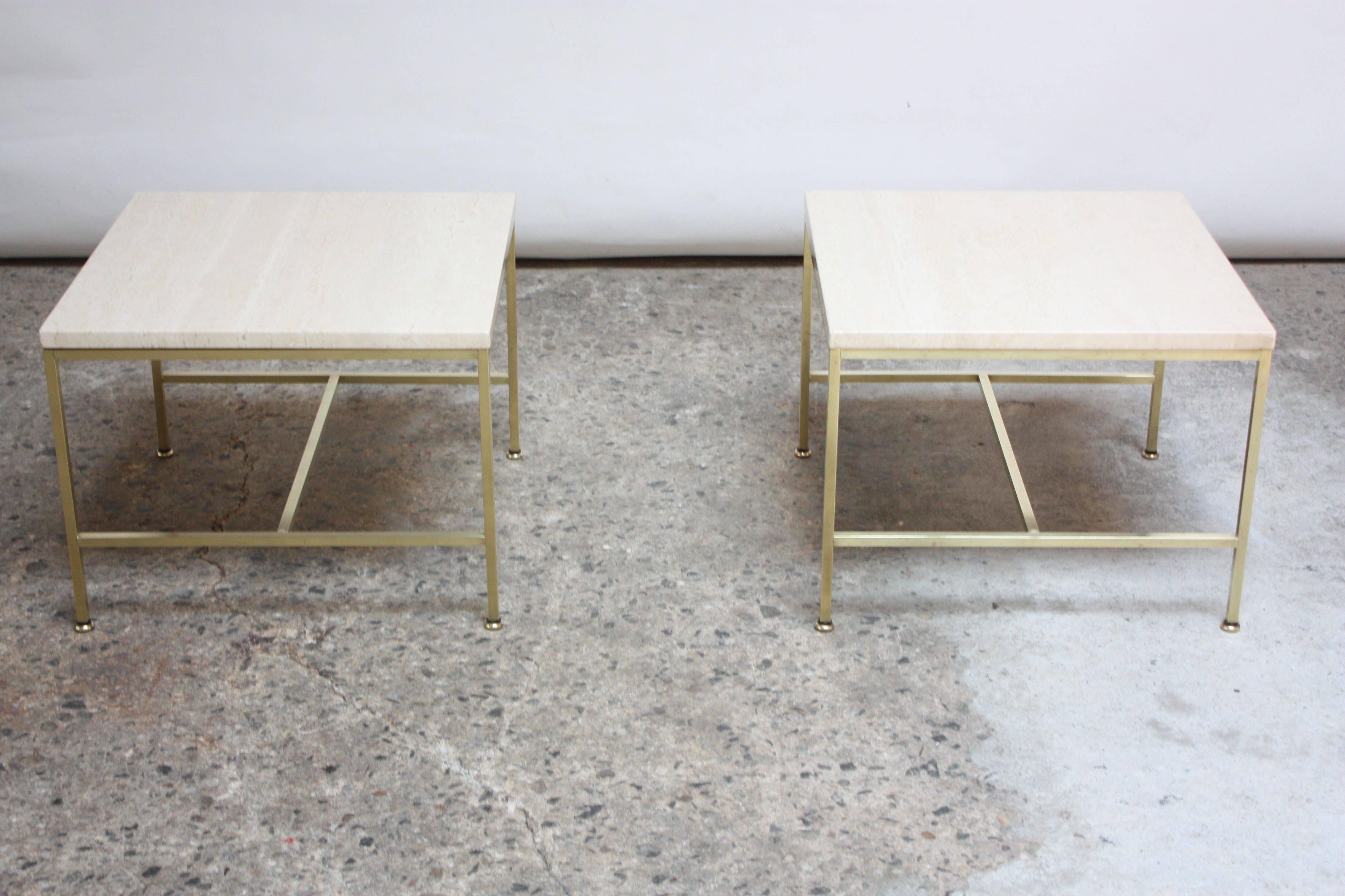 Paul McCobb Travertine and Brass Occasional Tables 2