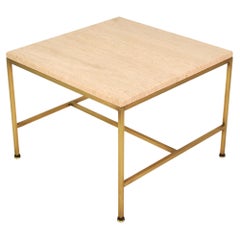 Paul McCobb Travertine and Brass Side Table, Directional, 1950s
