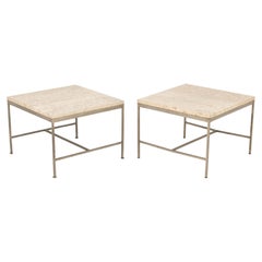 Paul McCobb Travertine Top Side Tables, Pair