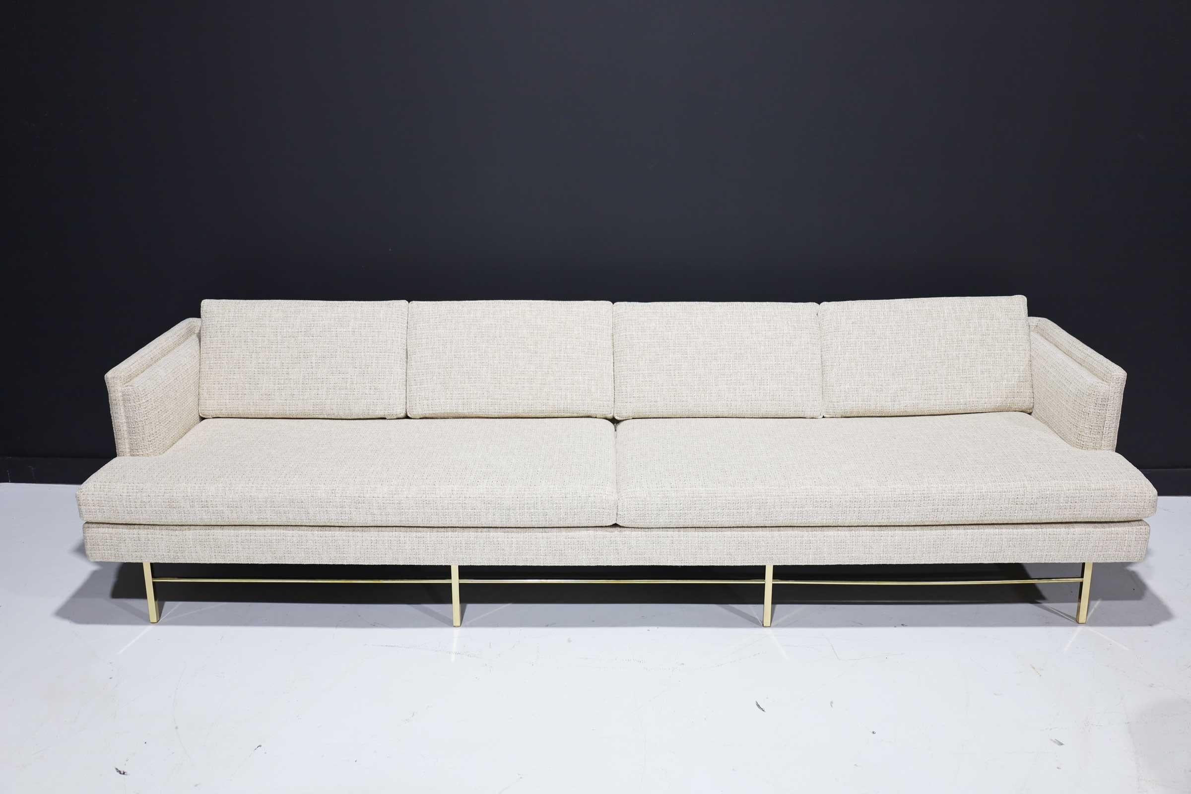 Mid-Century Modern Paul McCobb Tuxedo Sofa in Off-White Chenille Fabric For Sale