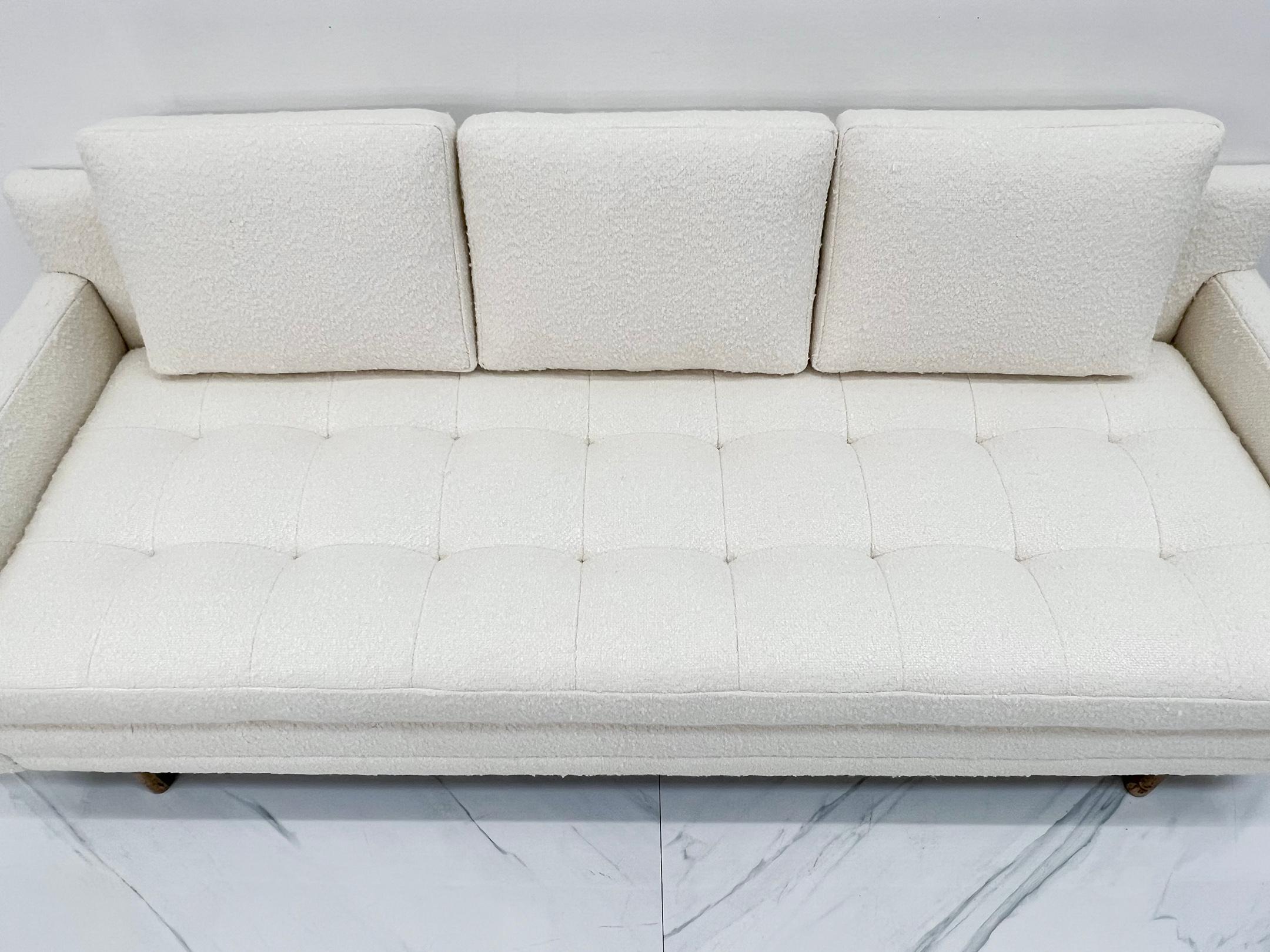 Mid-20th Century Paul McCobb Tuxedo Sofa in White Boucle, Directional, 1960's For Sale