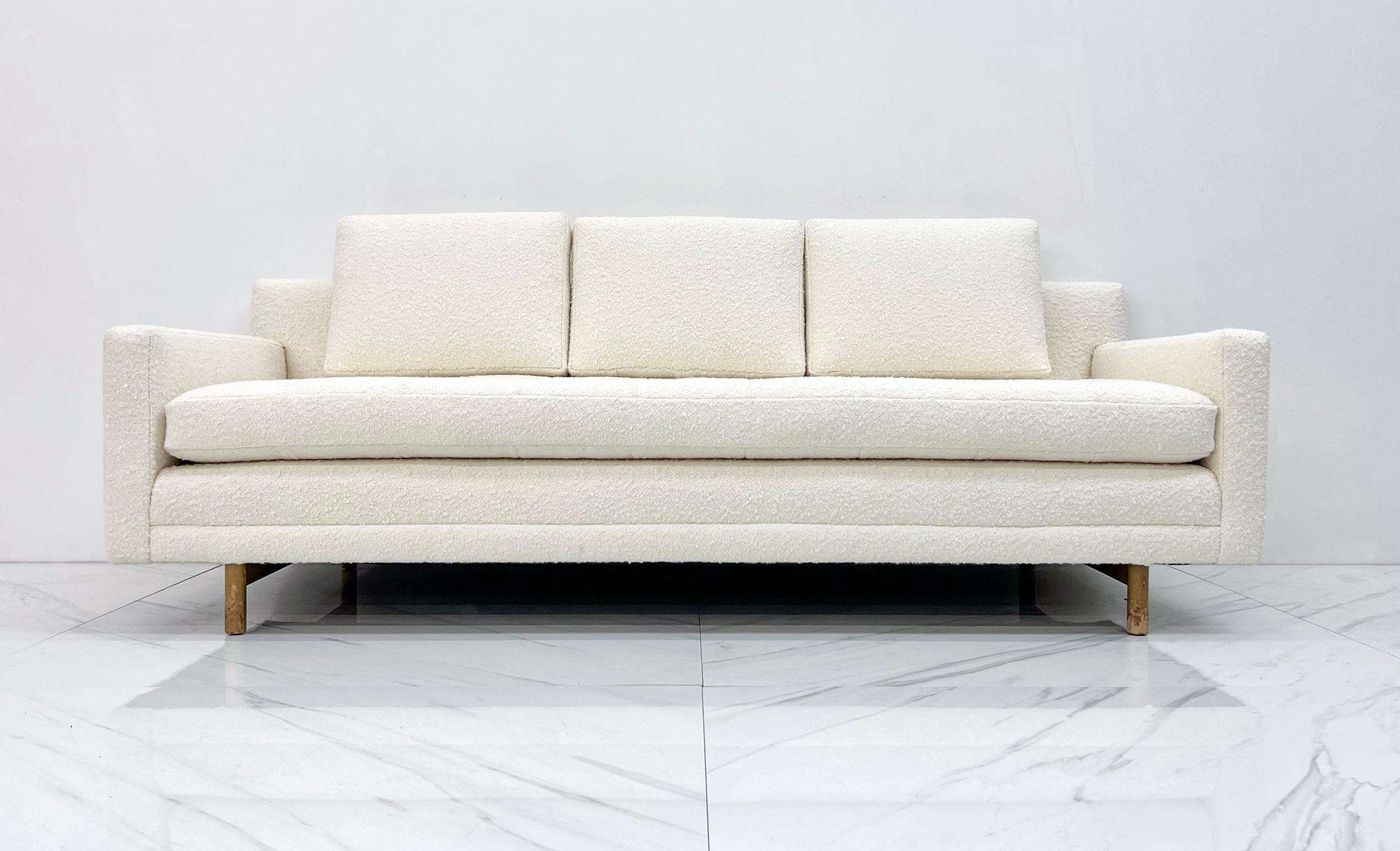 Paul McCobb Tuxedo Sofa in White Boucle, Directional, 1960's 2