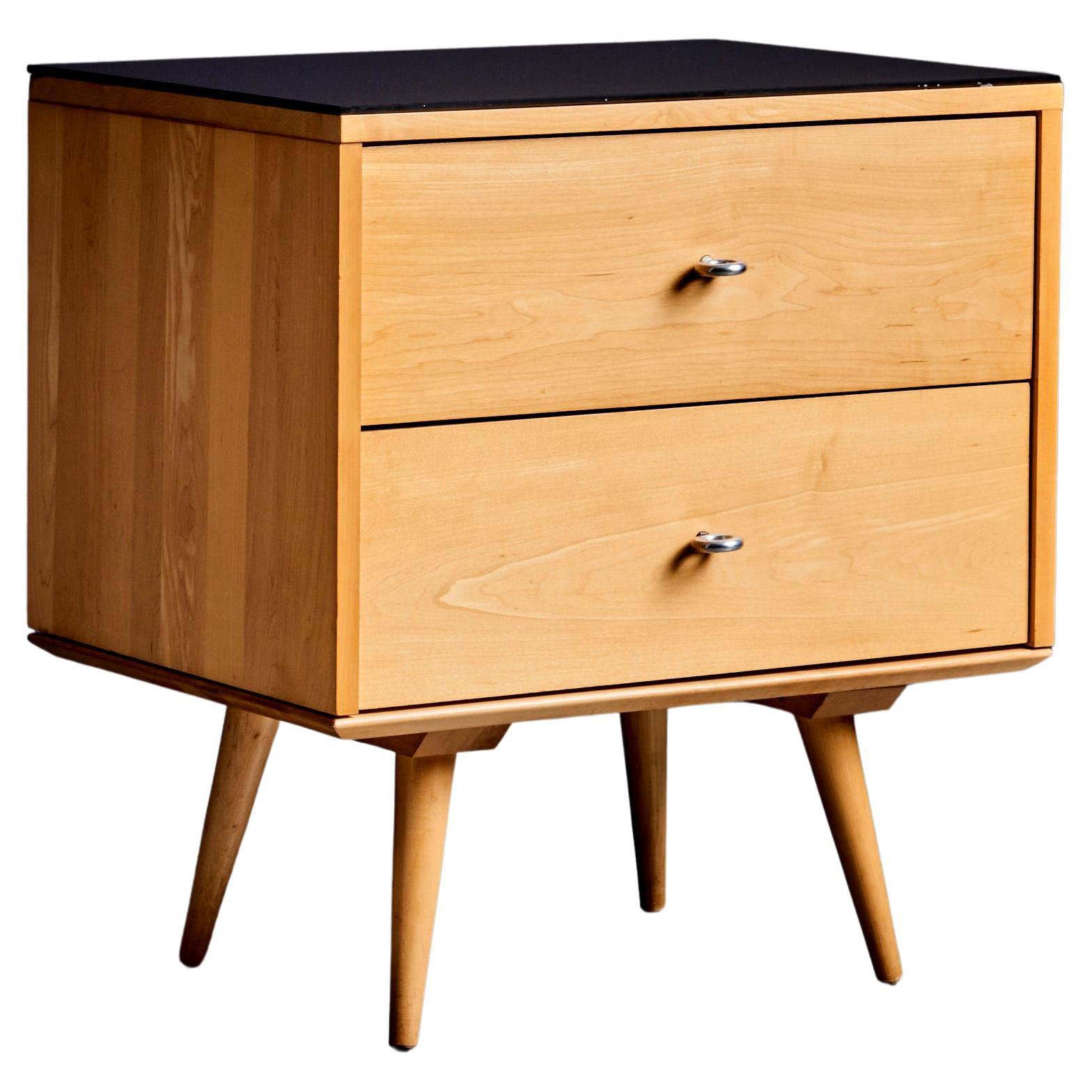 Paul McCobb Two-Drawer on Bench with Black Vitrolite Top For Sale