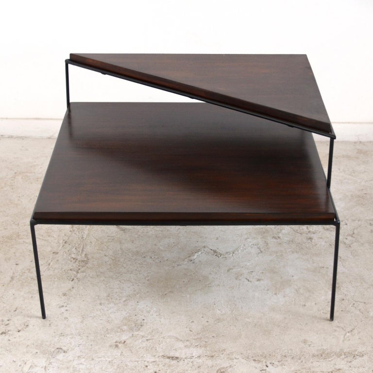 Mid-Century Modern Paul McCobb Two-Tier Corner Table with Iron Frame For Sale