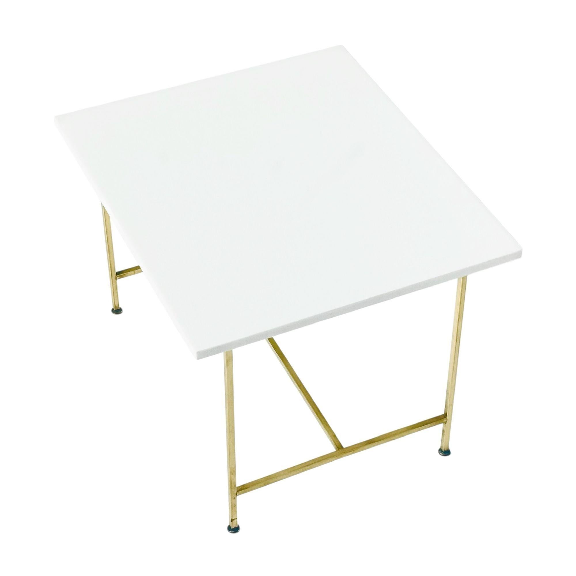 Americano Paul McCobb Vitrolite and Brass Side/End Table, 1960 in vendita