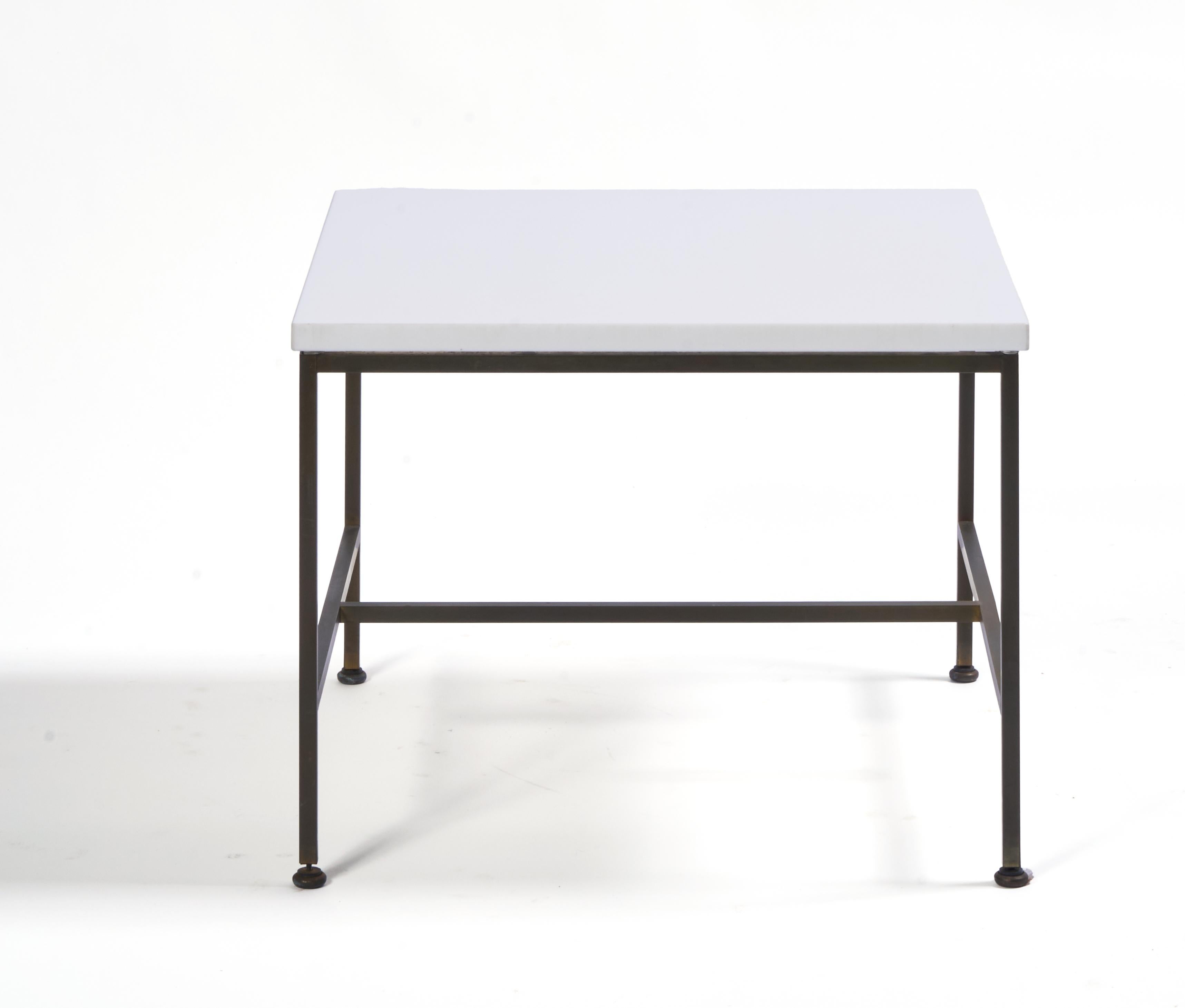 Paul McCobb Vitrolite and Brass Table In Good Condition For Sale In Greensboro, NC