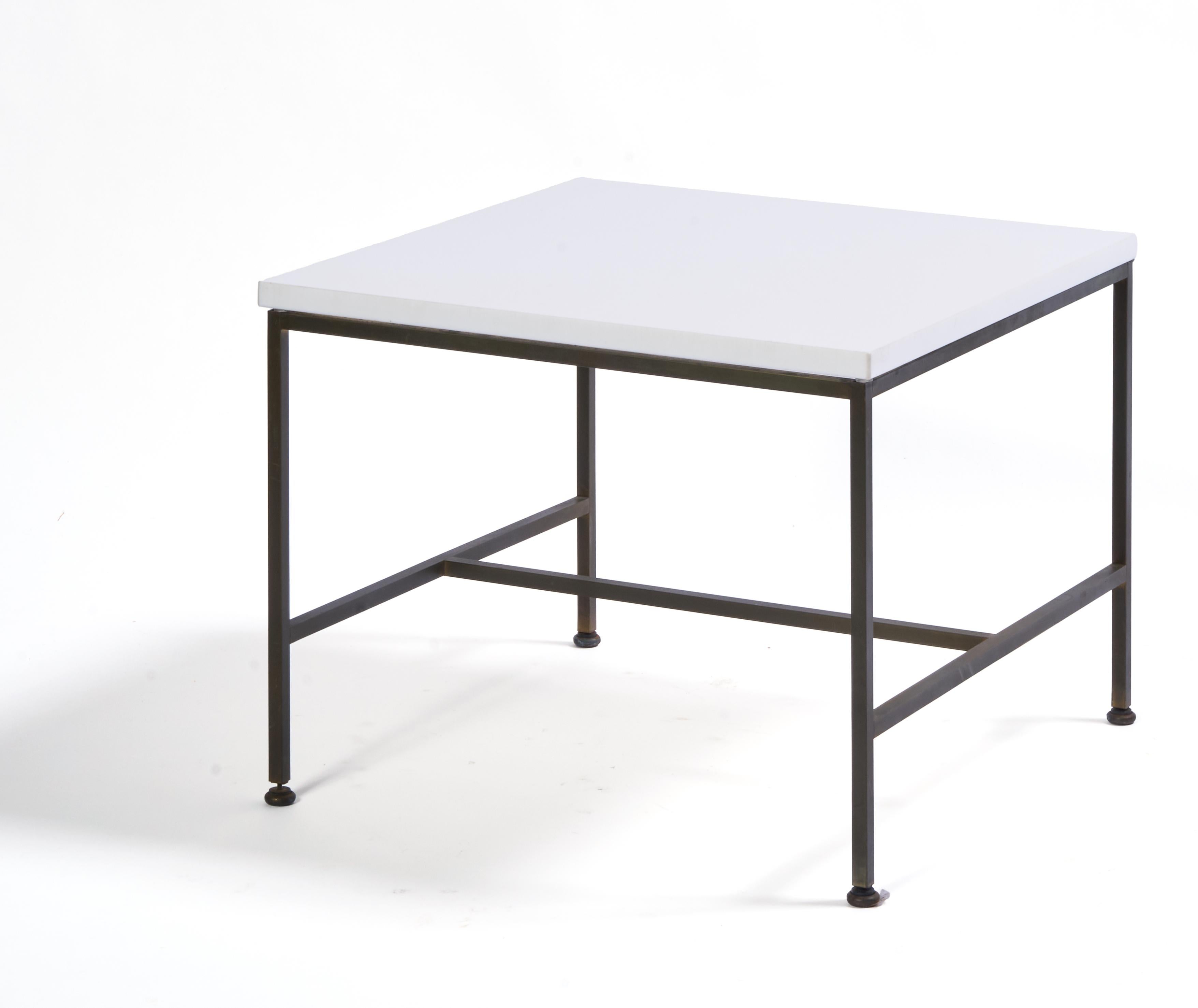 Mid-20th Century Paul McCobb Vitrolite and Brass Table For Sale