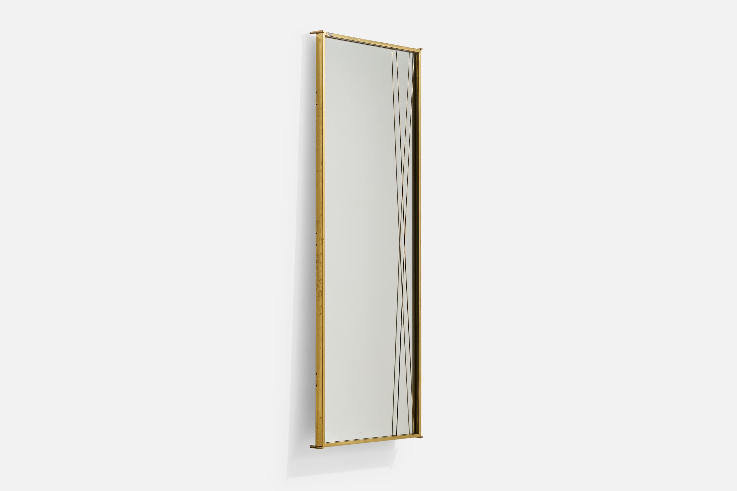 Milieu du XXe siècle Paul McCobb, Miroir mural, laiton, États-Unis, années 1950 en vente