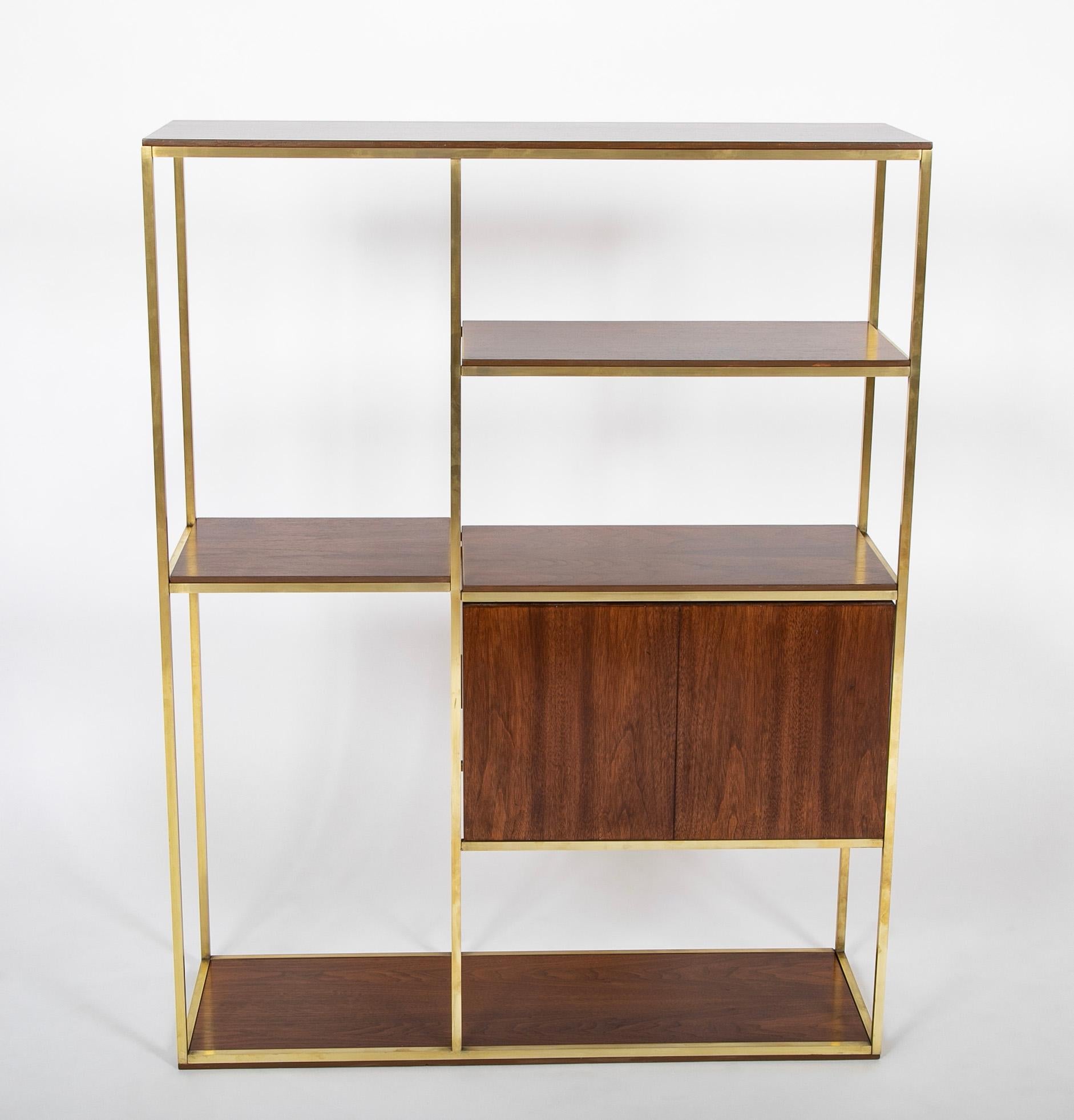 Paul McCobb Walnut and Brass Bookcase For Sale at 1stDibs