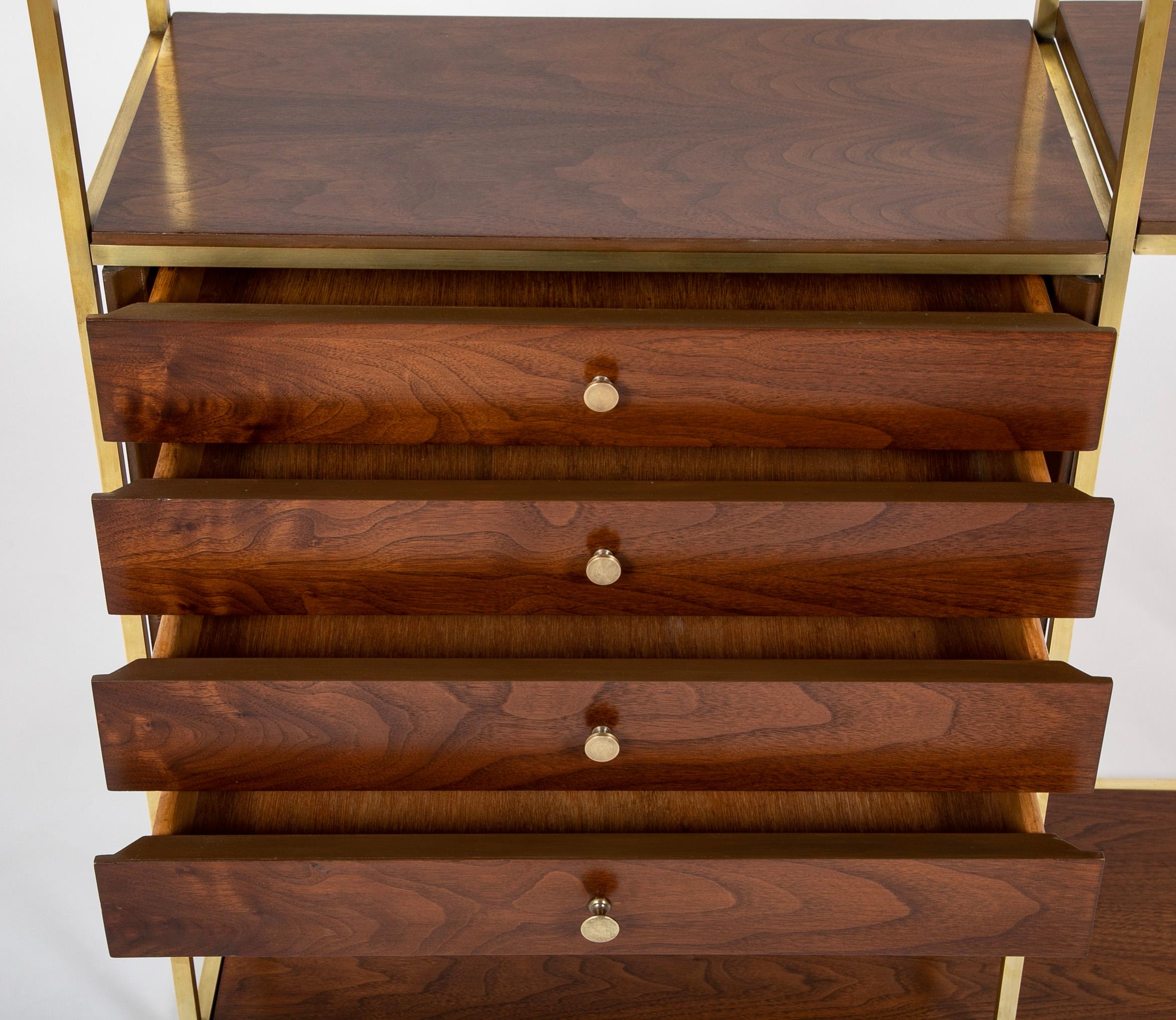 Paul McCobb Walnut & Brass Bookcase 1