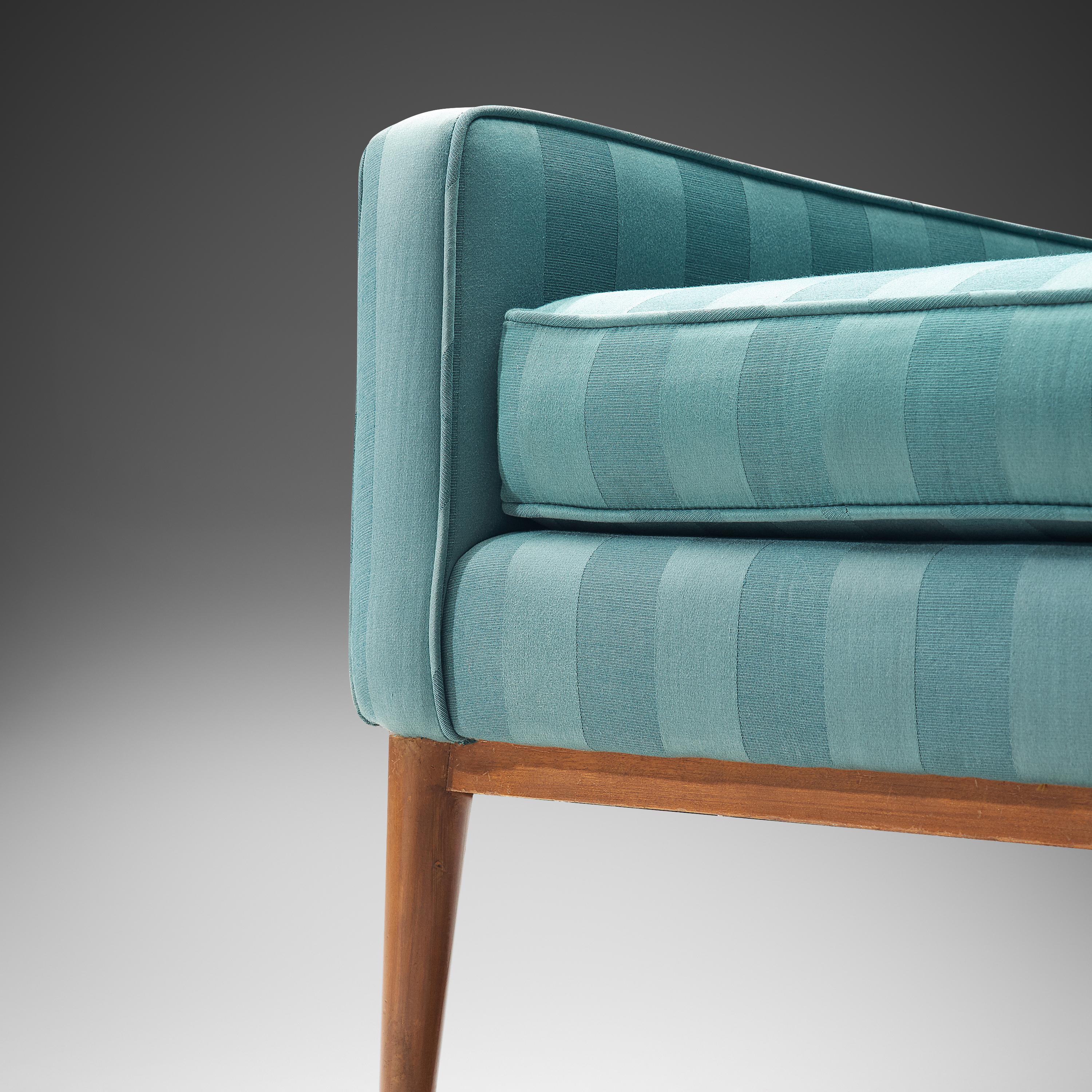 Mid-Century Modern Paul McCobb Pair of Lounge Chairs in Original Turquoise Upholstery and Walnut 