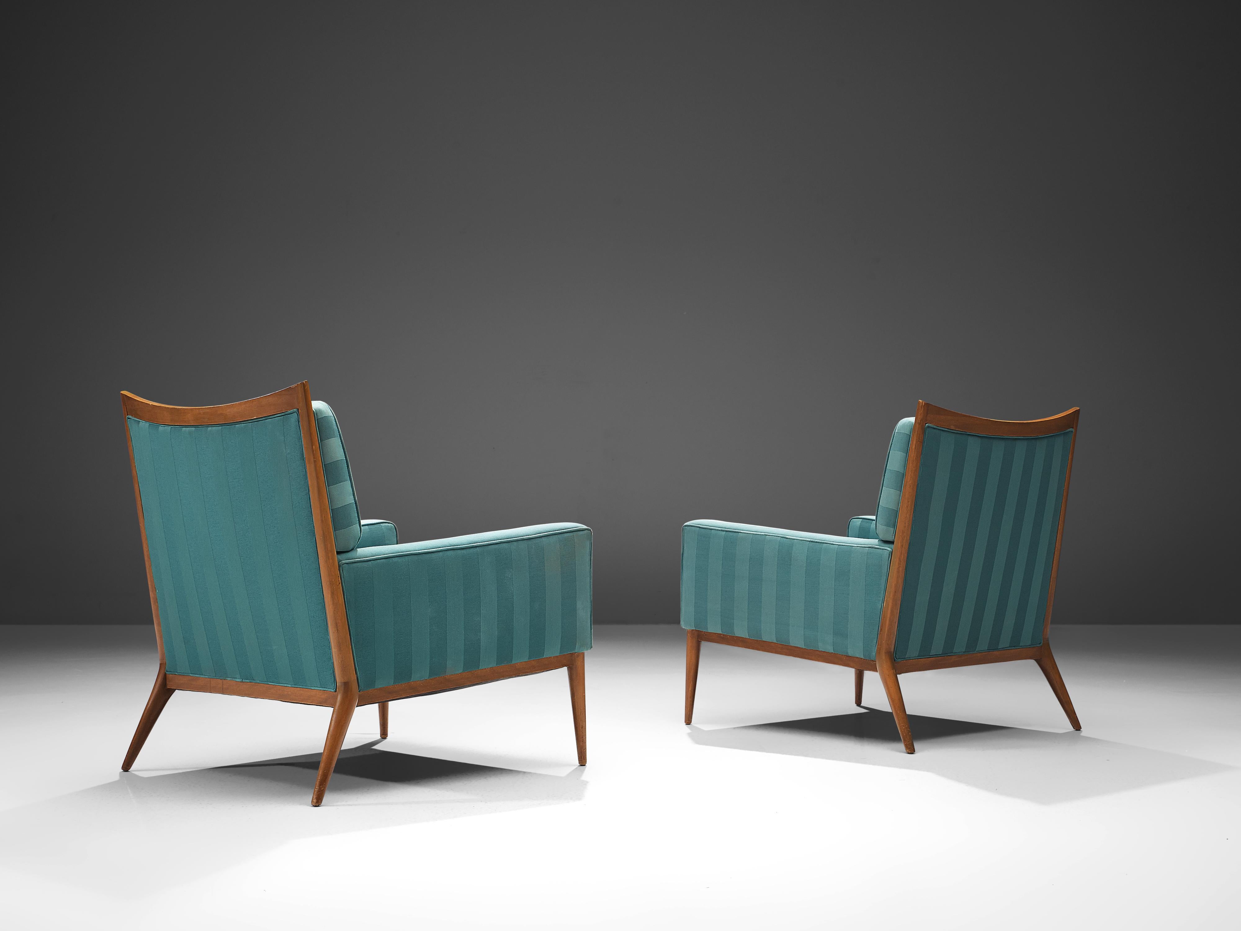 Mid-20th Century Paul McCobb Walnut Lounge Chairs in Original Fabric