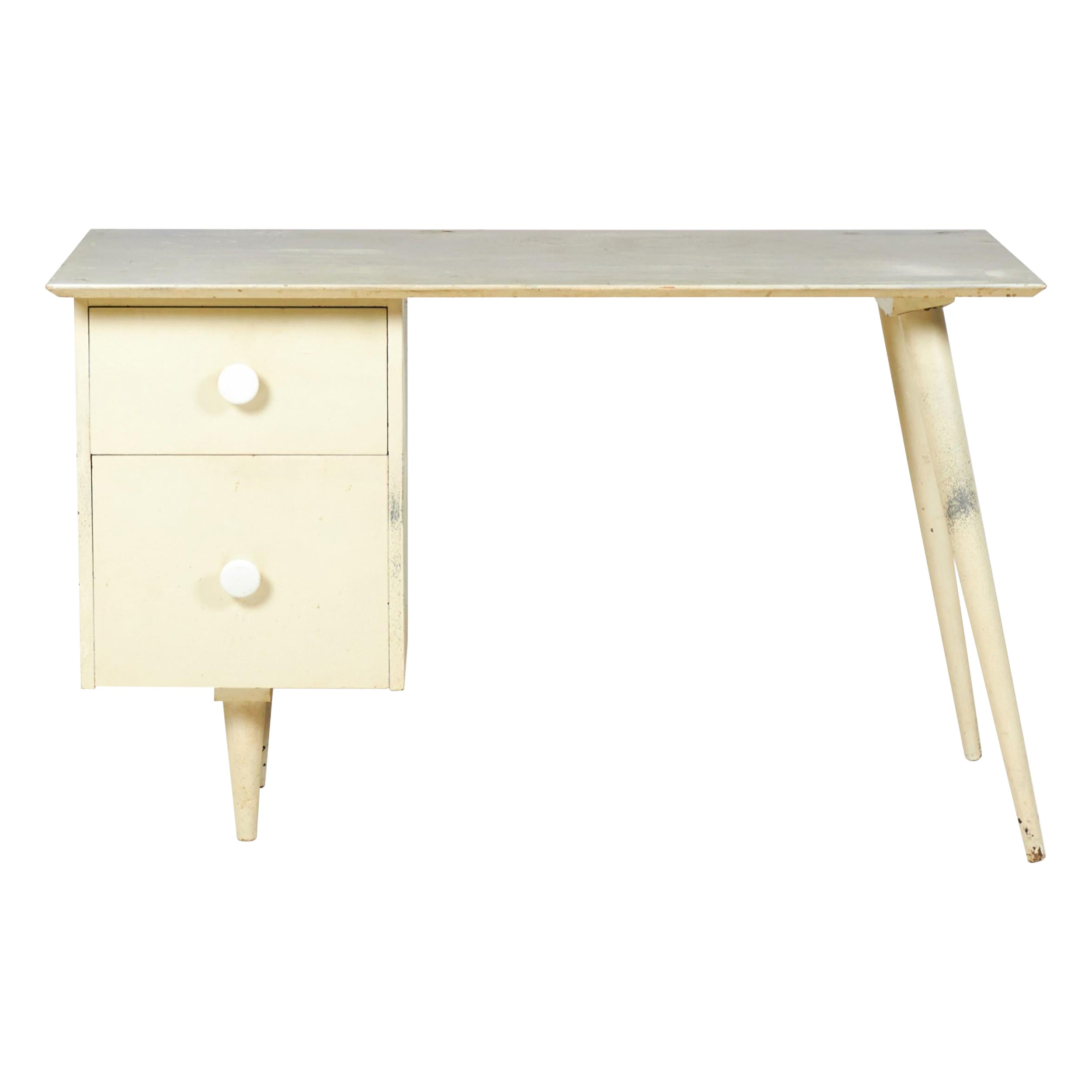 Paul McCobb White Finish Wooden Student Desk 'Model 1560'