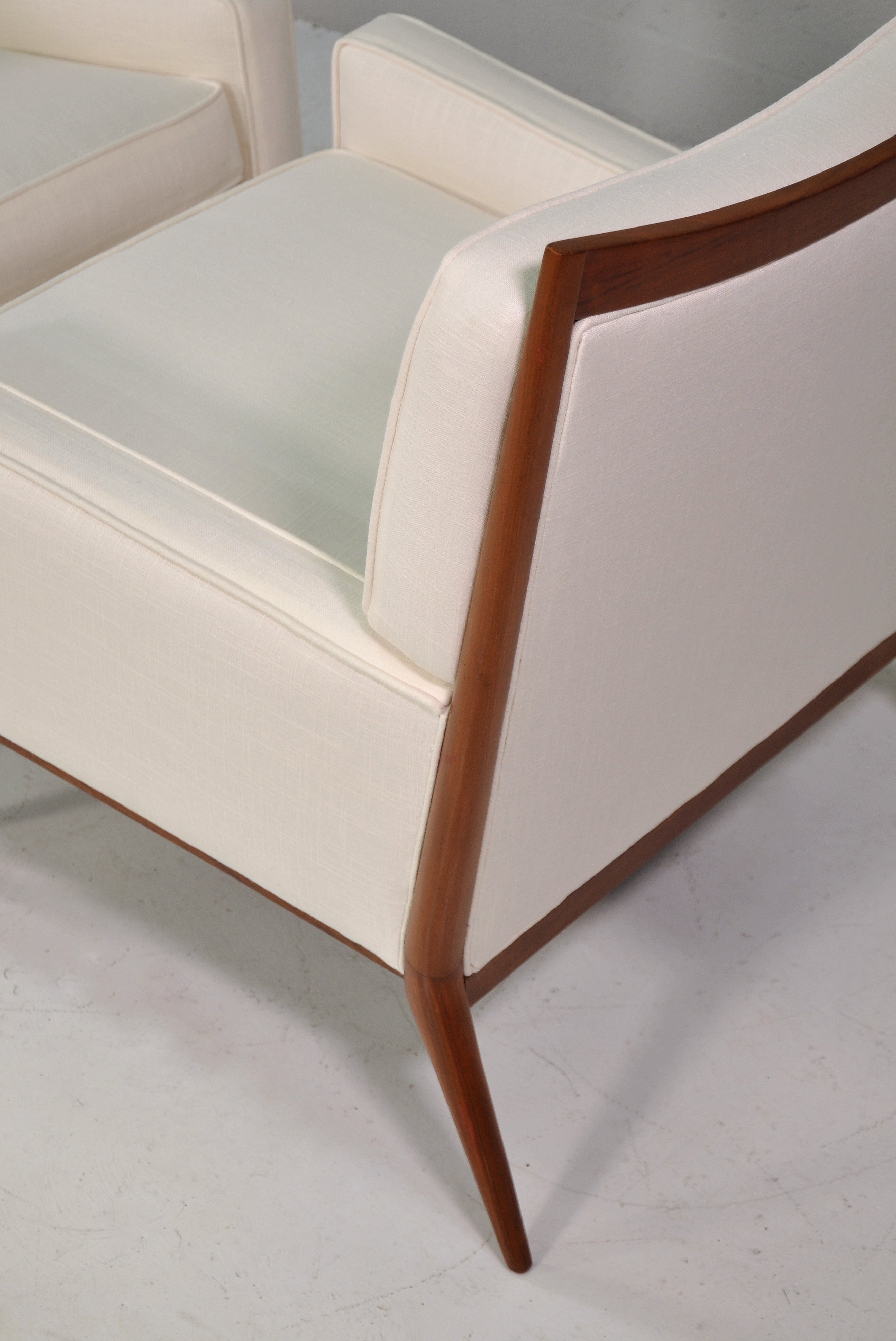 Paul McCobb White Linen Lounge Chairs for Directional, 1950s 4