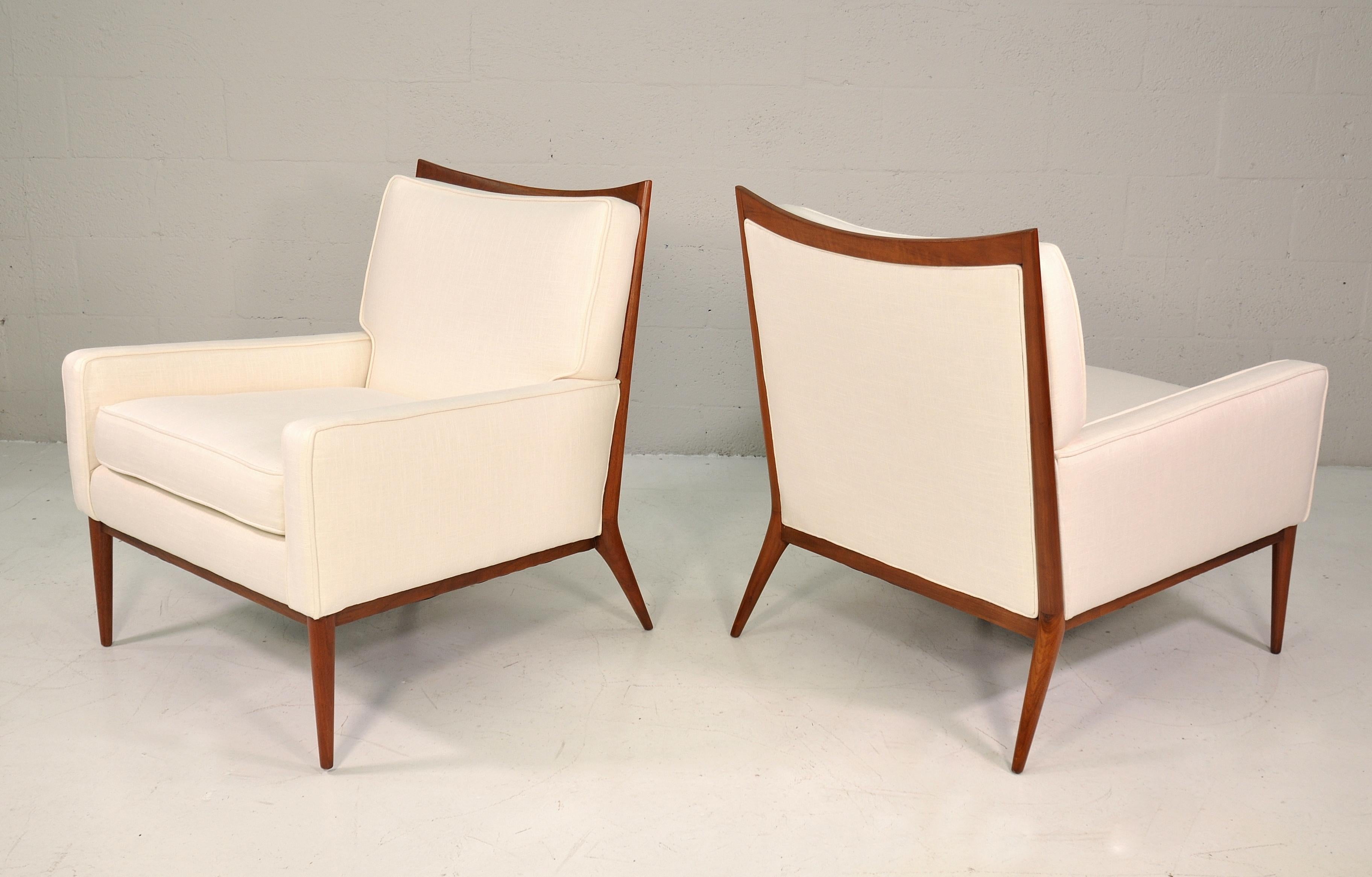 Paul McCobb White Linen Lounge Chairs for Directional, 1950s 10