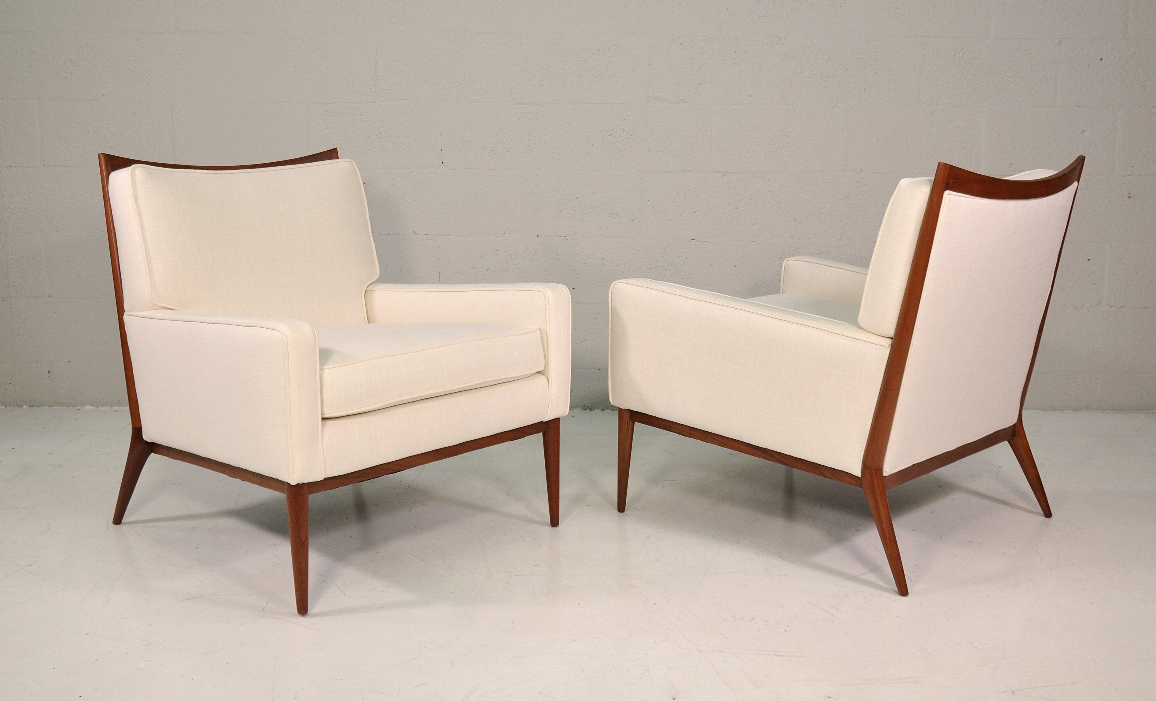 Paul McCobb White Linen Lounge Chairs for Directional, 1950s 11