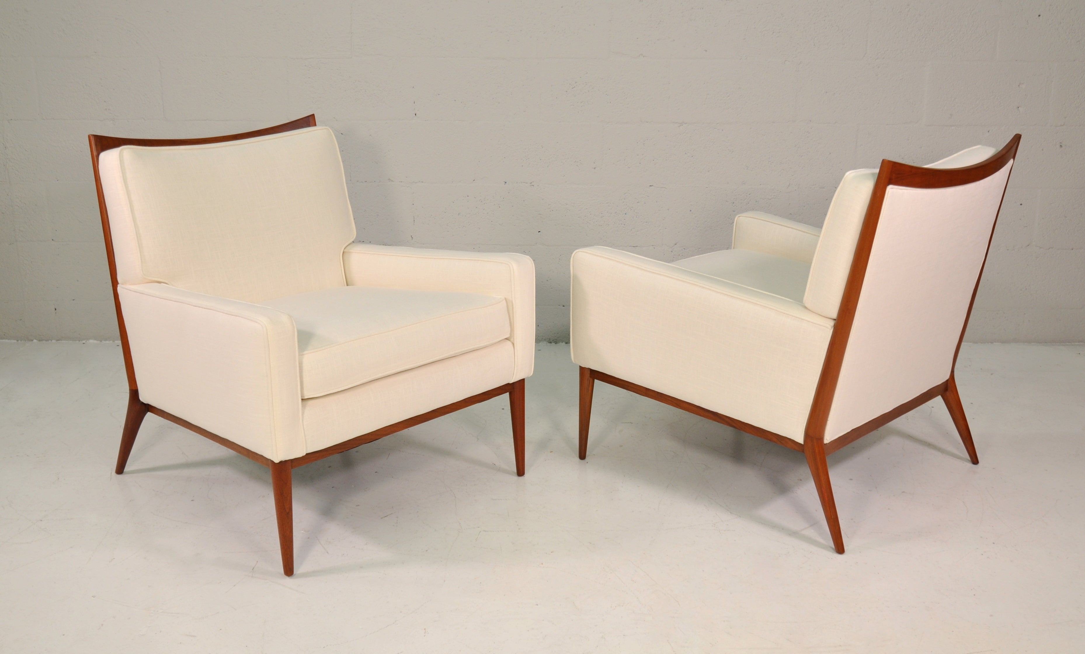 Paul McCobb White Linen Lounge Chairs for Directional, 1950s 13