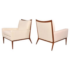 Weiße Leinen-Loungesessel von Paul McCobb für Directional, 1950er Jahre