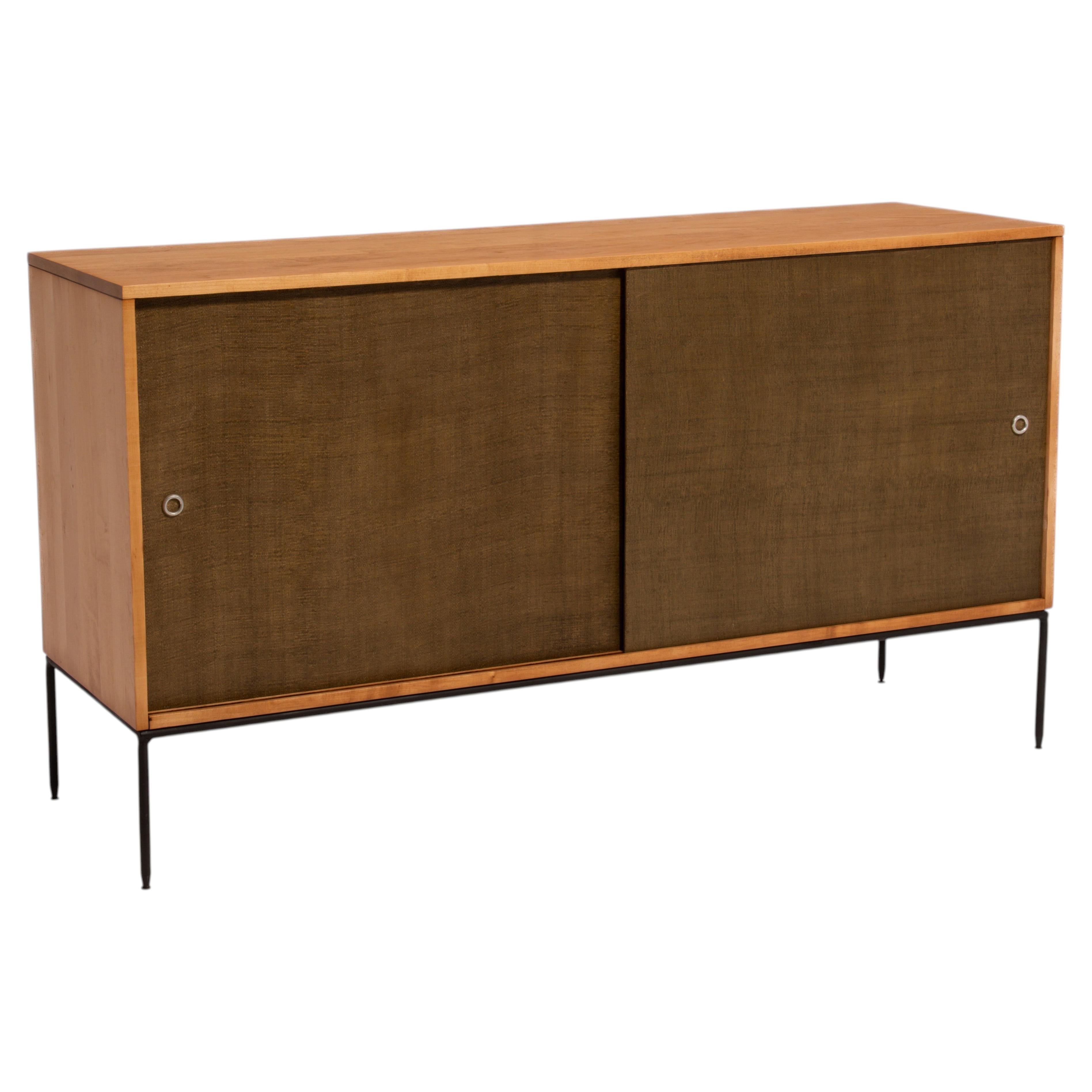 Paul McCobb Winchendon Furniture Planner Group Grasscloth Iron Base Credenza