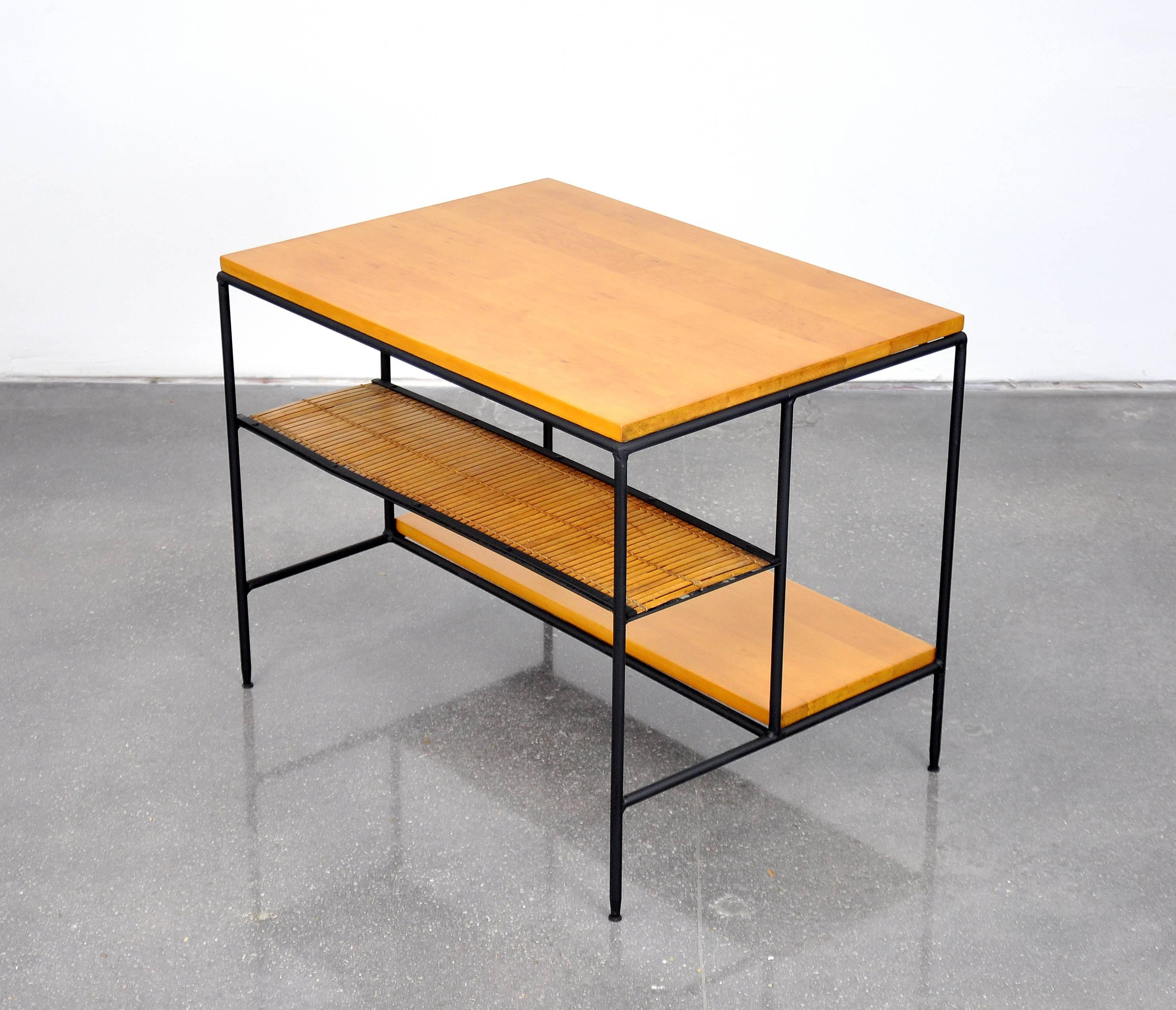 Mid-20th Century Paul McCobb Iron, Maple and Bamboo Side Table