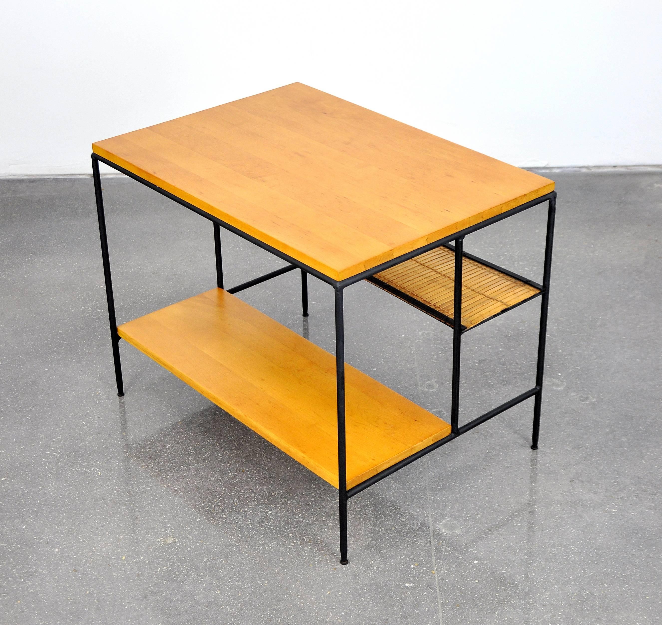Paul McCobb Iron, Maple and Bamboo Side Table 1