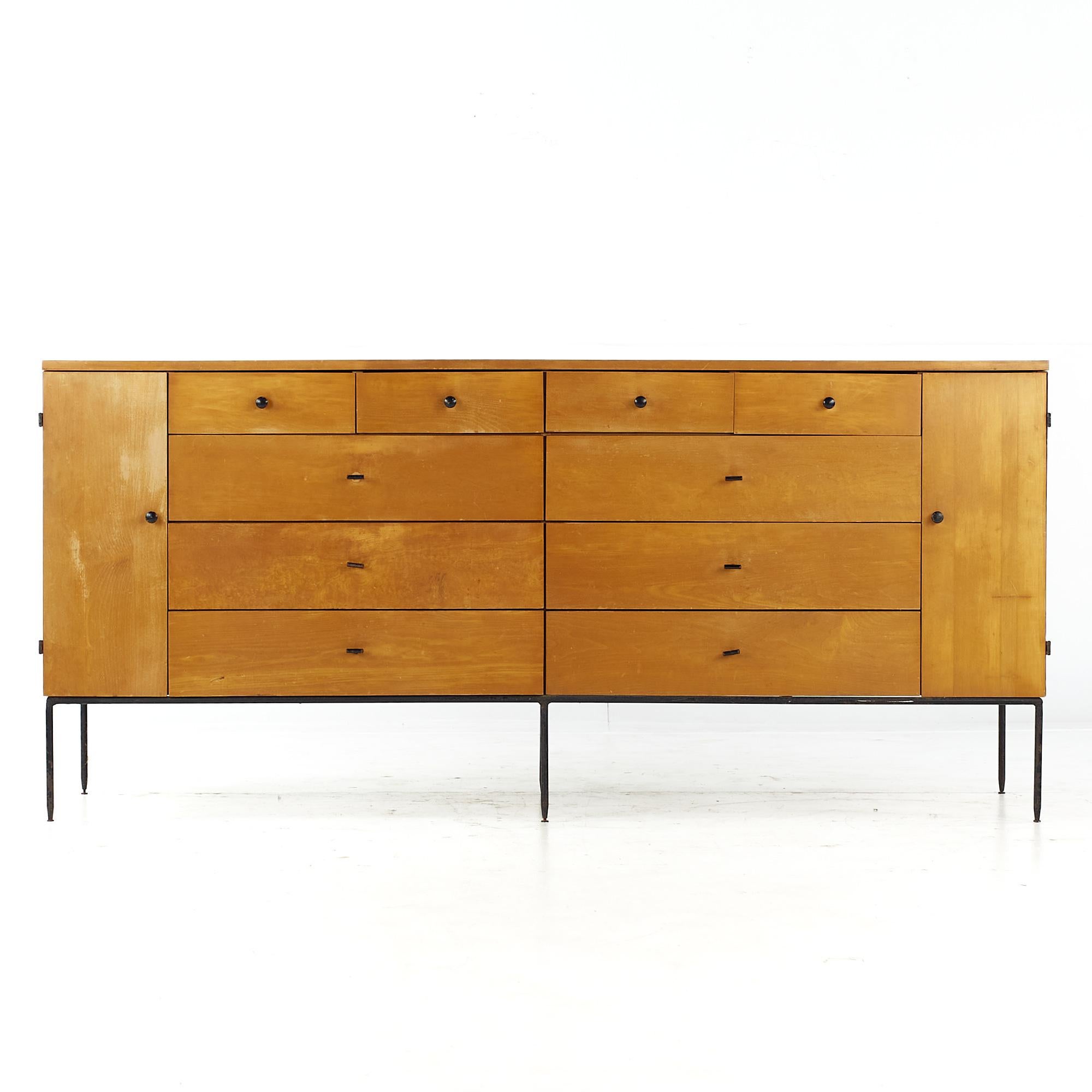 Paul McCobb for Winchendon mid century 20 drawer lowboy dresser with iron legs and t pulls

This lowboy measures: 72 wide x 18 deep x 32.25 inches high

All pieces of furniture can be had in what we call restored vintage condition. That means